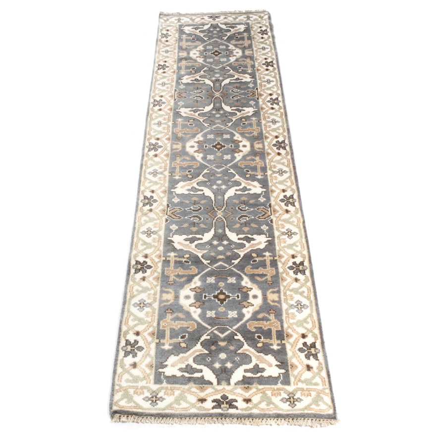 Hand-Knotted Indo-Turkish Oushak Carpet Runner