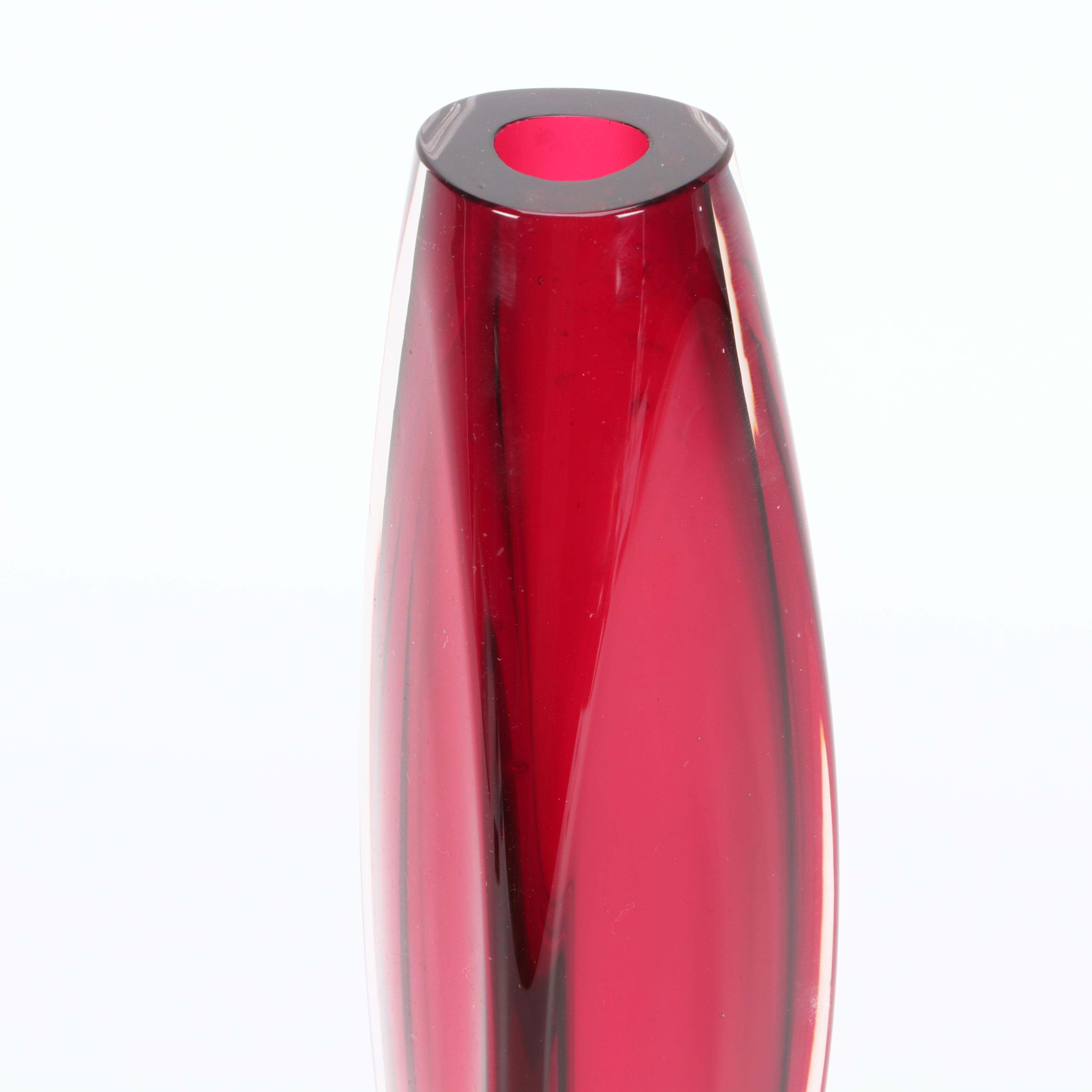 Red Art Glass Vase