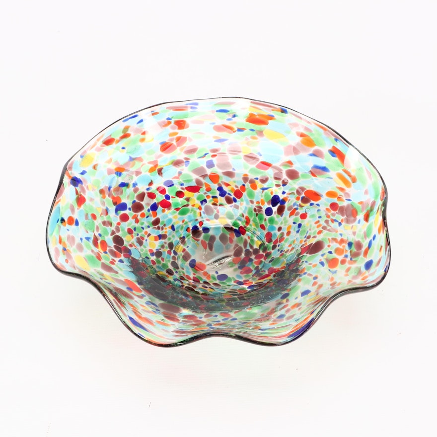 Multi-Colored Blown Art Glass Bowl