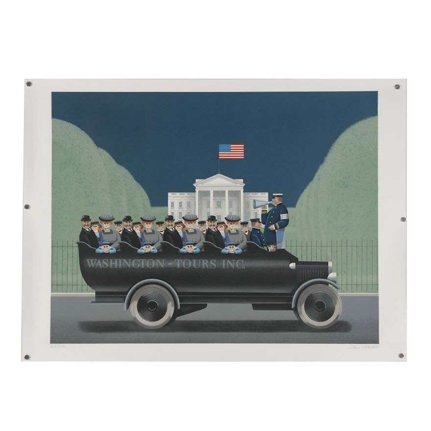 Jan Balet Lithograph "To the Left... The White House"