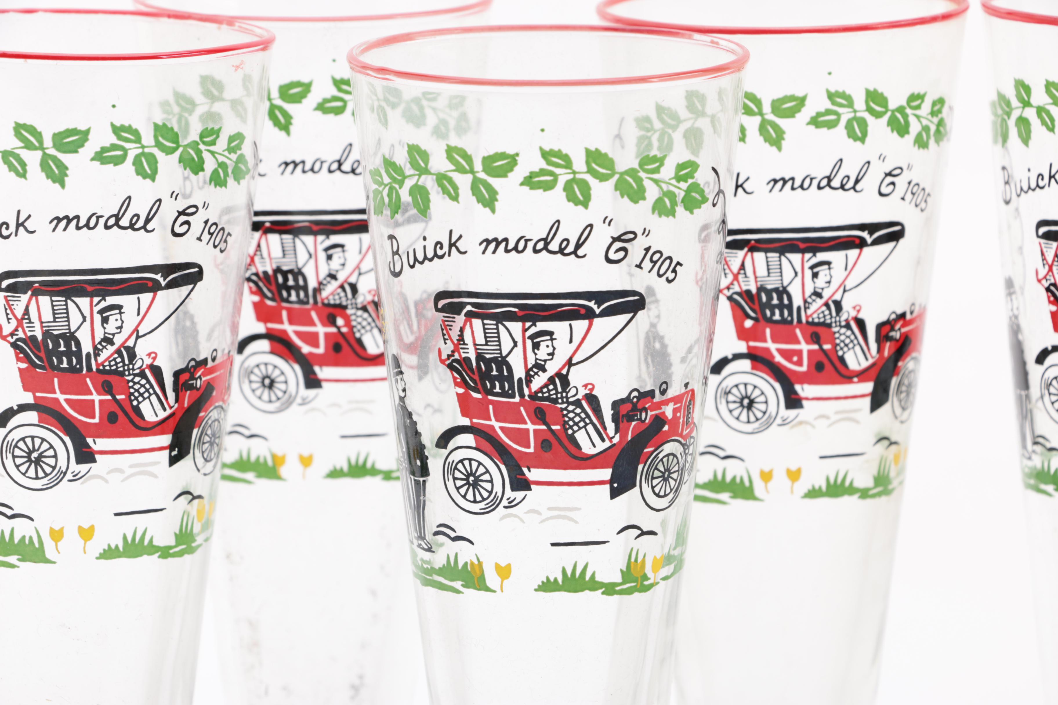 1950's Libbey "Buick Model C Antique Car" Glassware Set