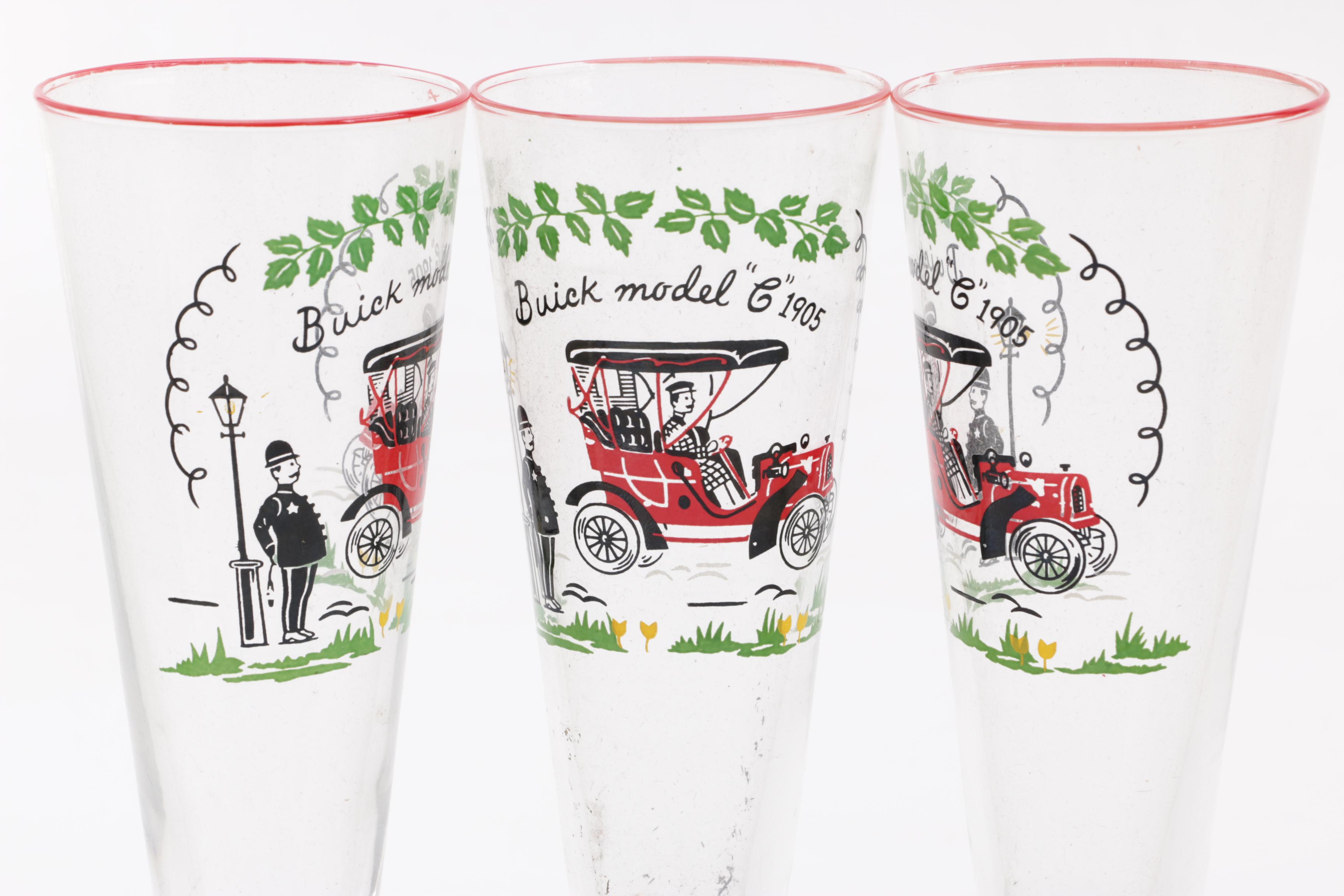 1950's Libbey "Buick Model C Antique Car" Glassware Set