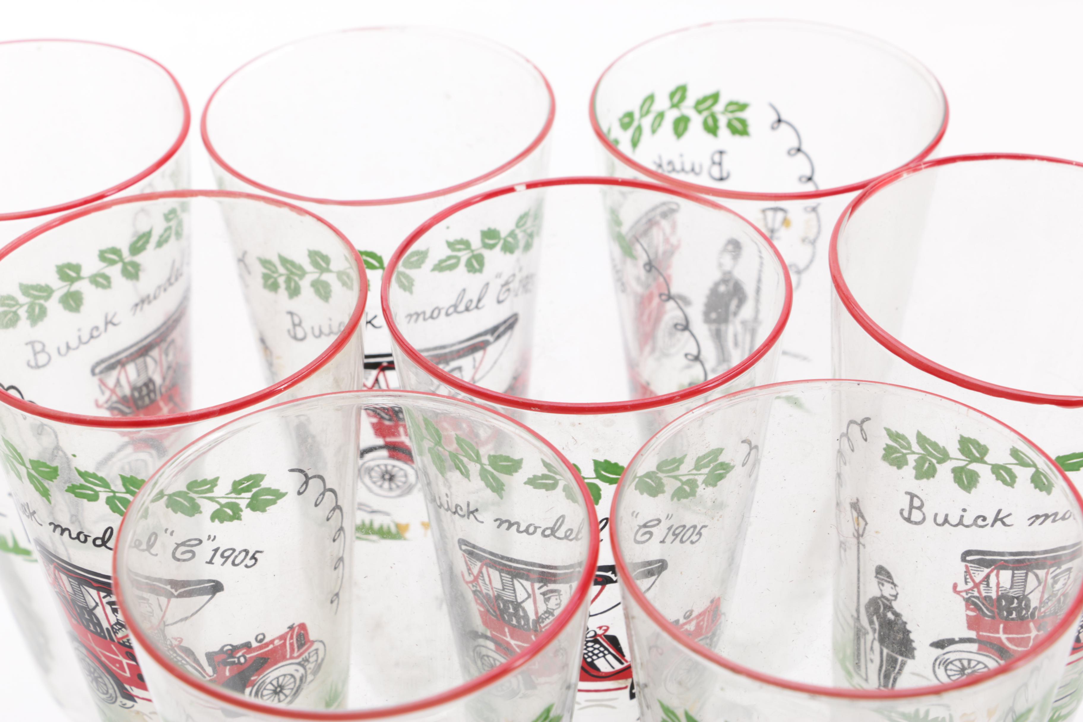 1950's Libbey "Buick Model C Antique Car" Glassware Set