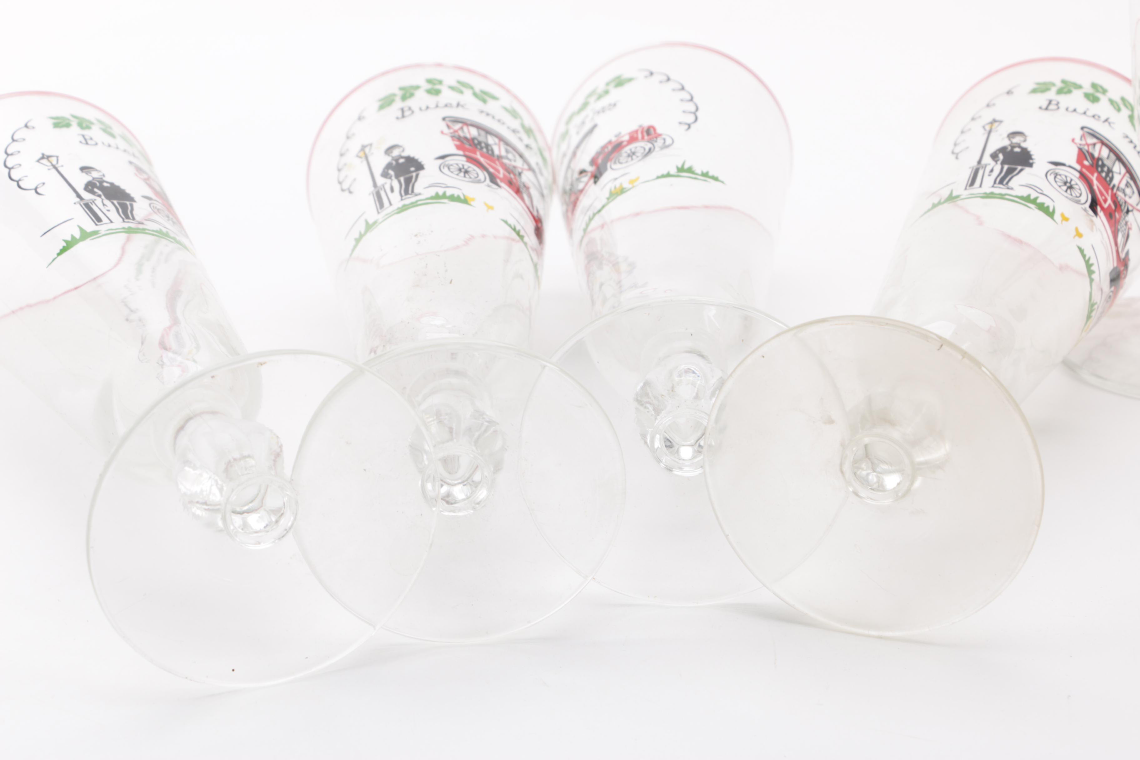 1950's Libbey "Buick Model C Antique Car" Glassware Set