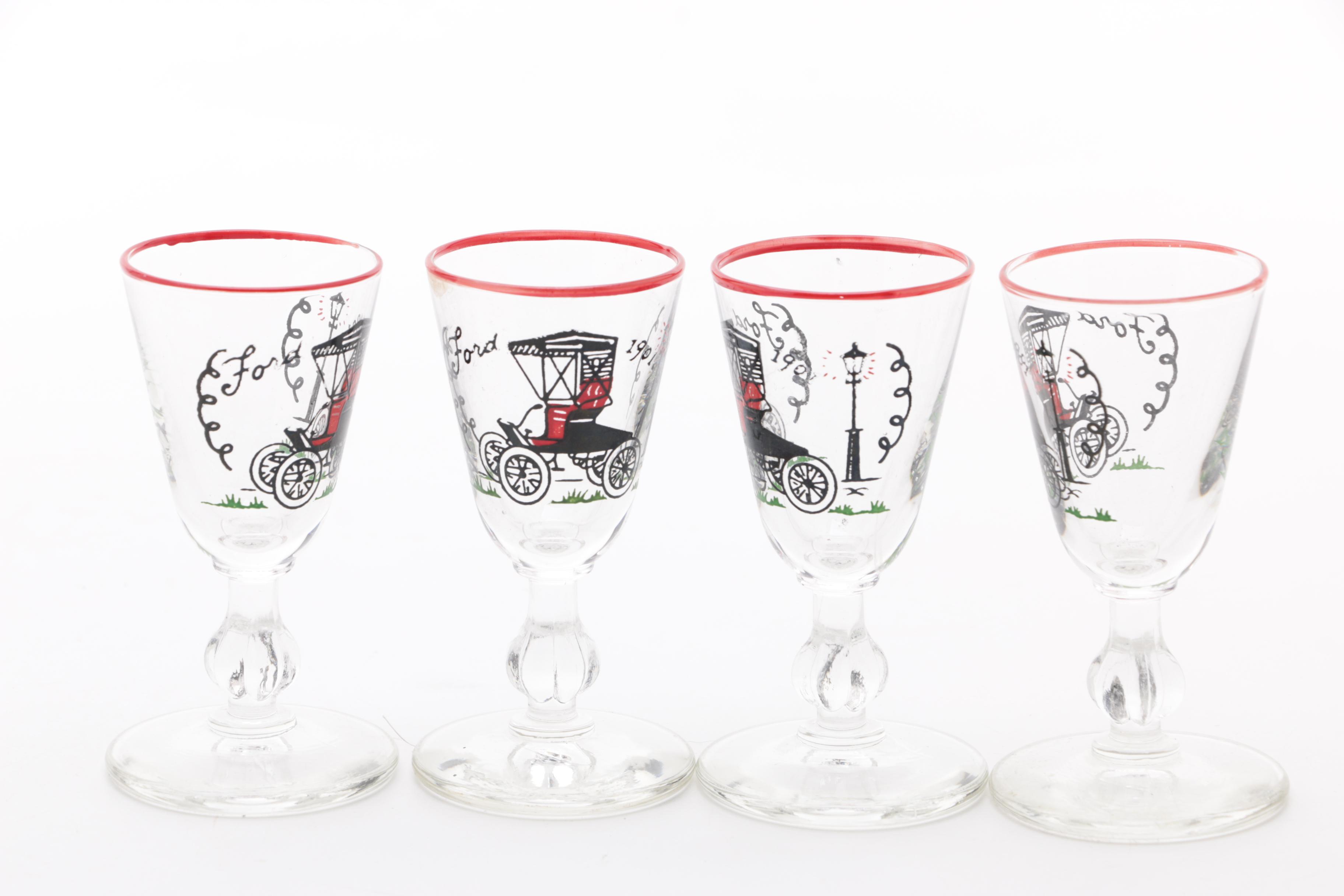 1950's Libbey "Buick Model C Antique Car" Glassware Set