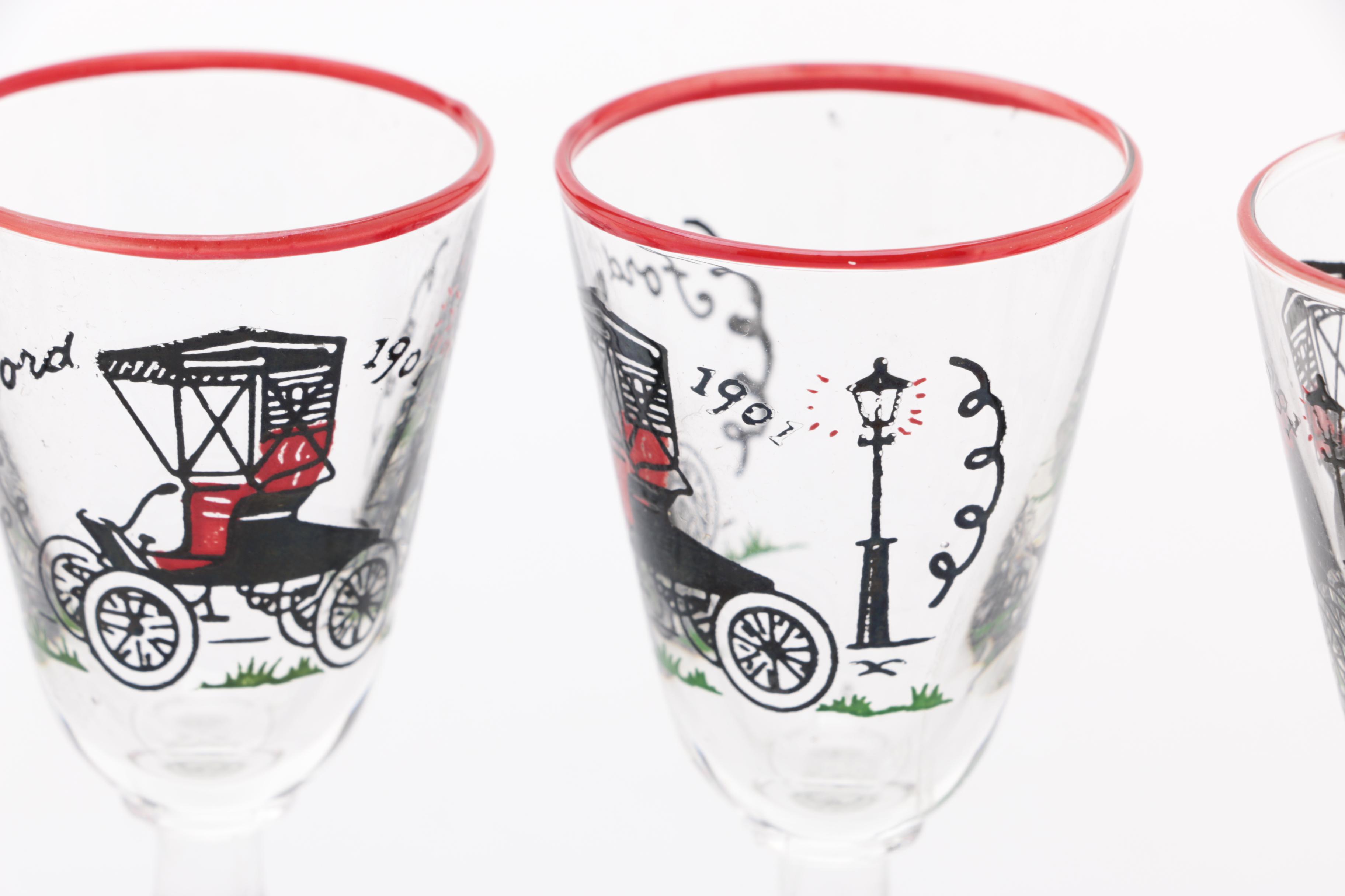 1950's Libbey "Buick Model C Antique Car" Glassware Set