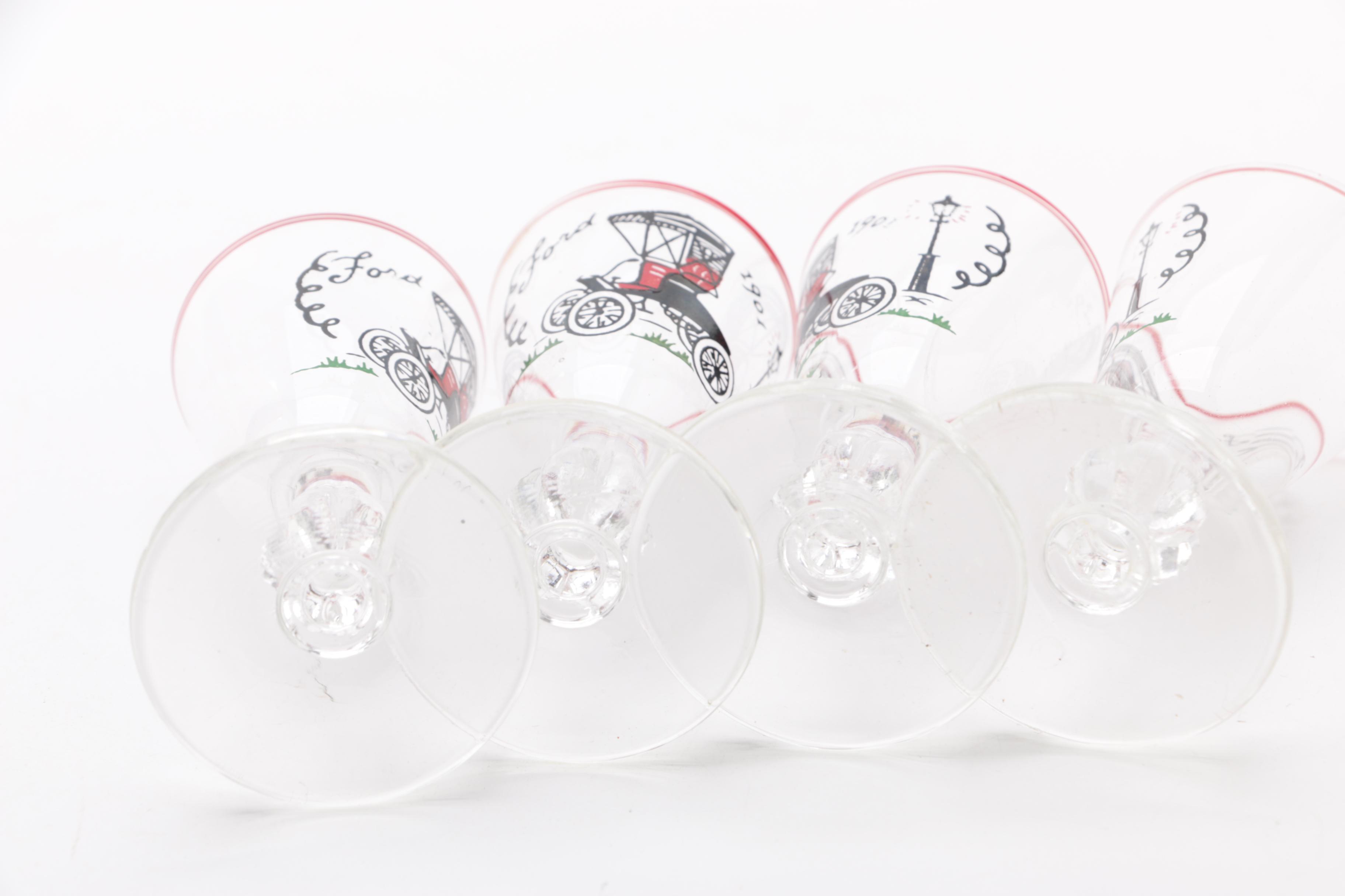 1950's Libbey "Buick Model C Antique Car" Glassware Set