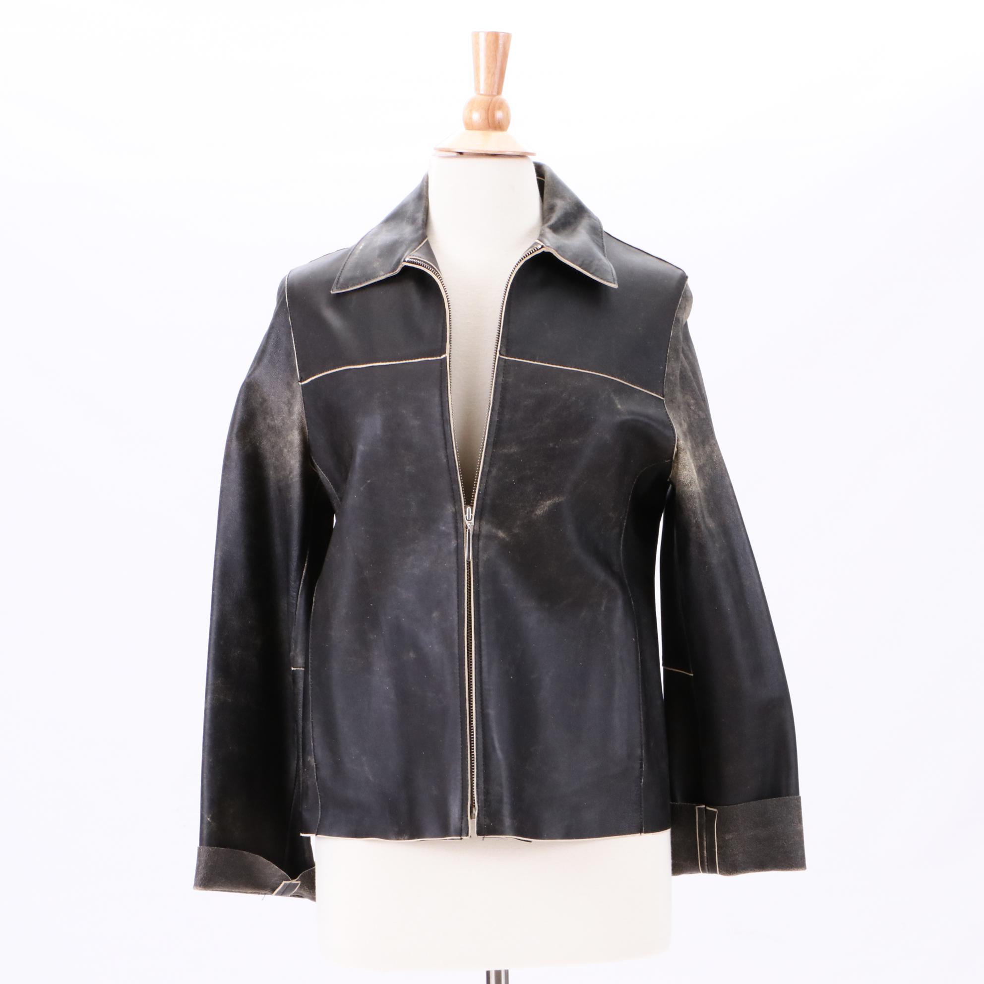 Valstar Buttercream Yellow Microfiber Jacket and Rizal Distressed Leather Jacket