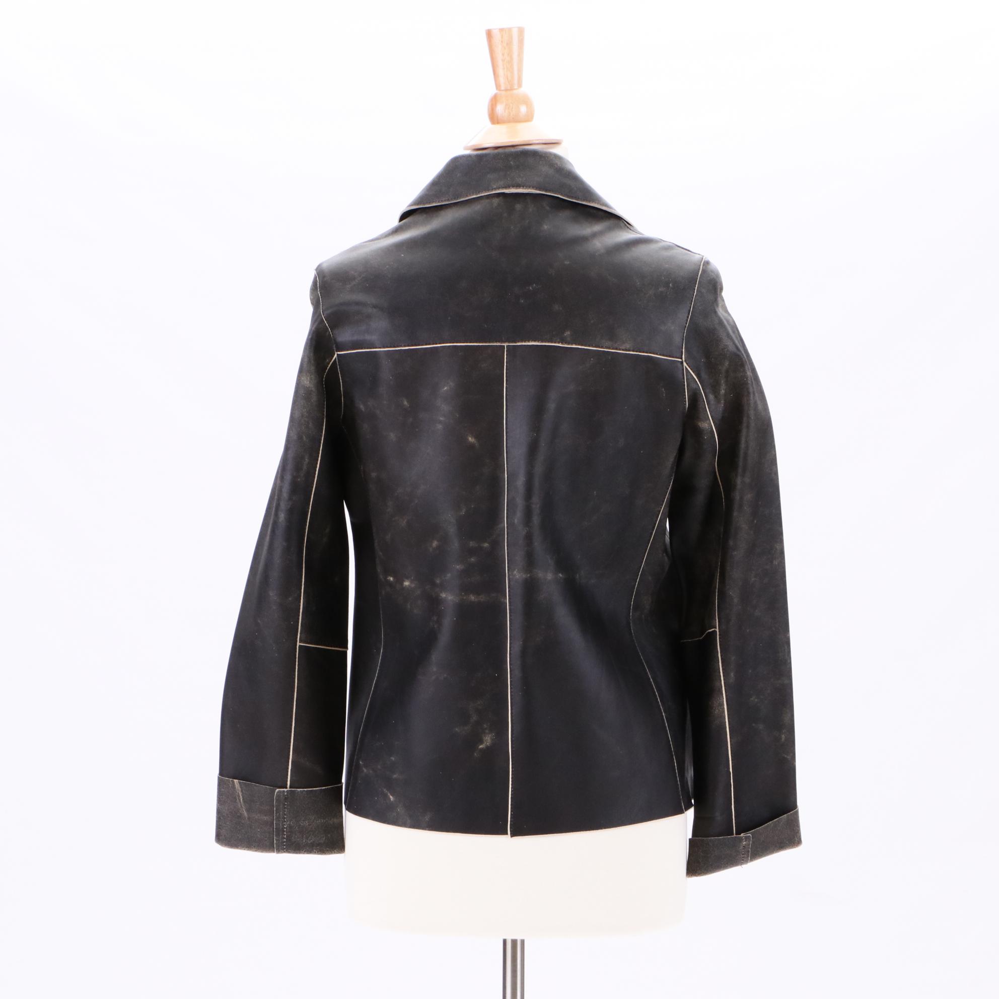 Valstar Buttercream Yellow Microfiber Jacket and Rizal Distressed Leather Jacket