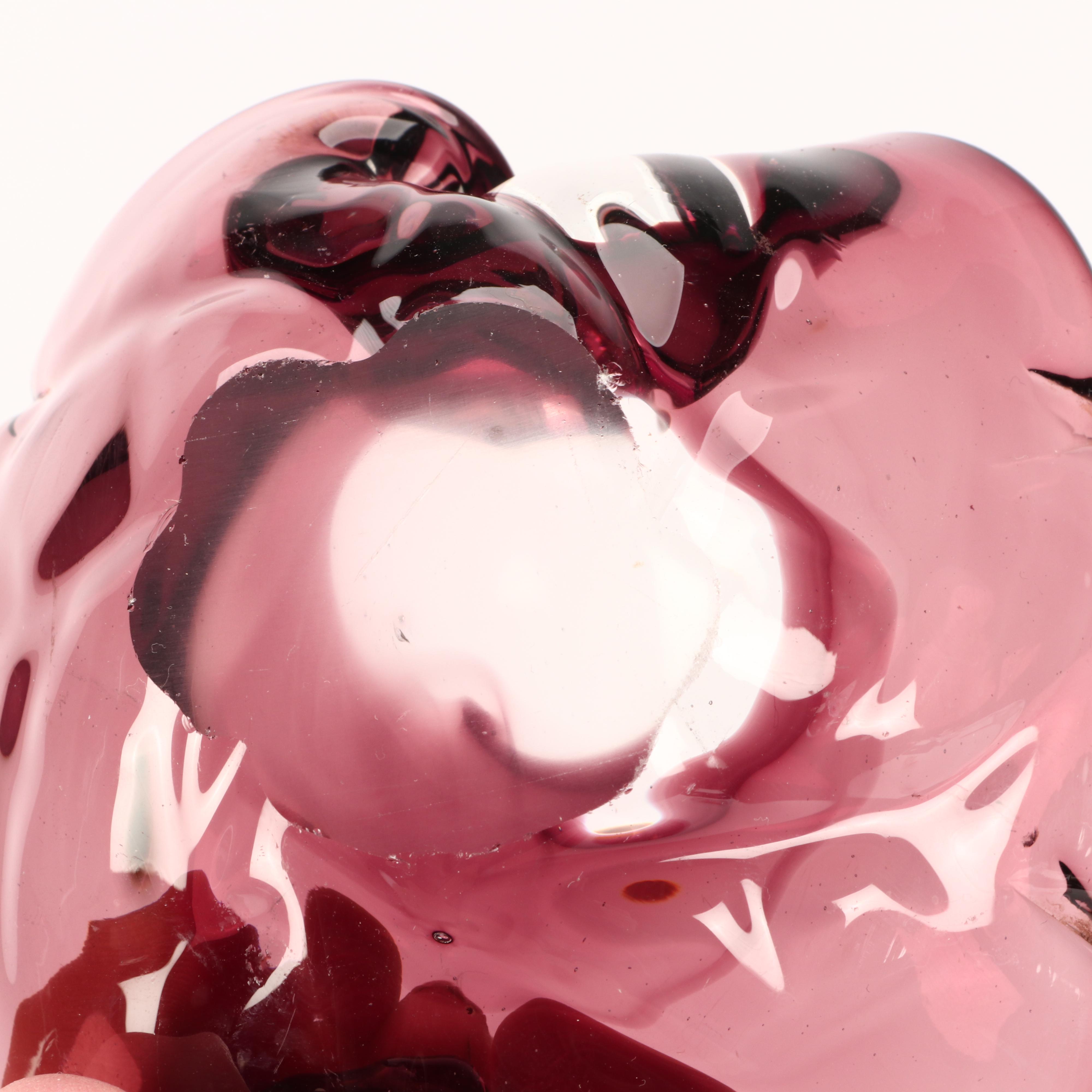 Cranberry Colored Art Glass Trinket Bowl