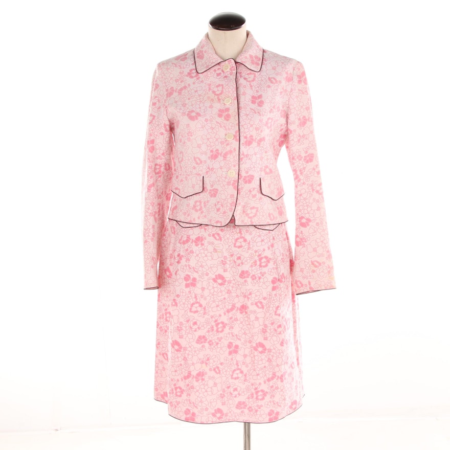 Women's Weekend Max Mara Pink Floral Print Skirt Suit