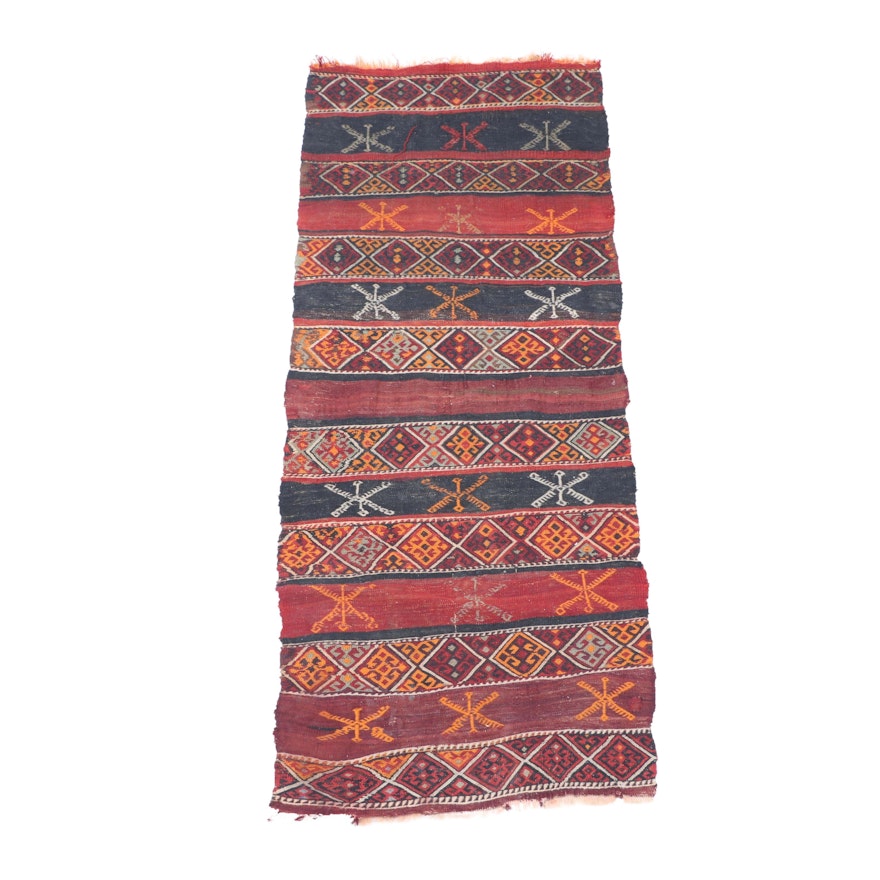 Handwoven and Embroidered Kurdish Jaff Carpet Runner