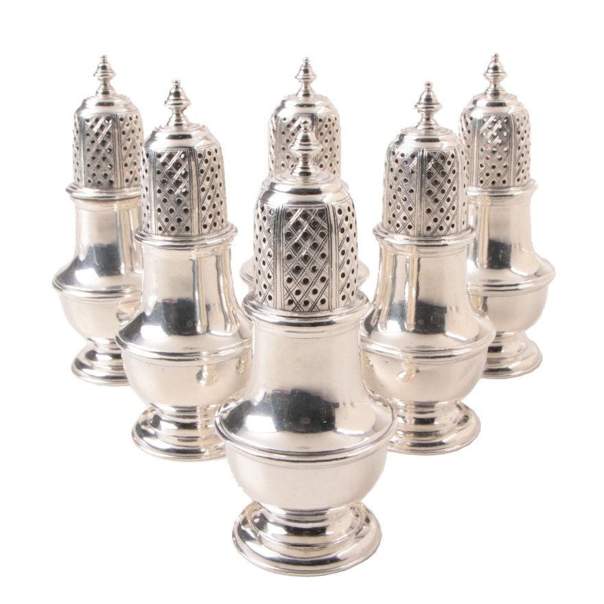 Six James Robinson INC Sterling Silver Salt and Pepper Shakers, Circa 1972