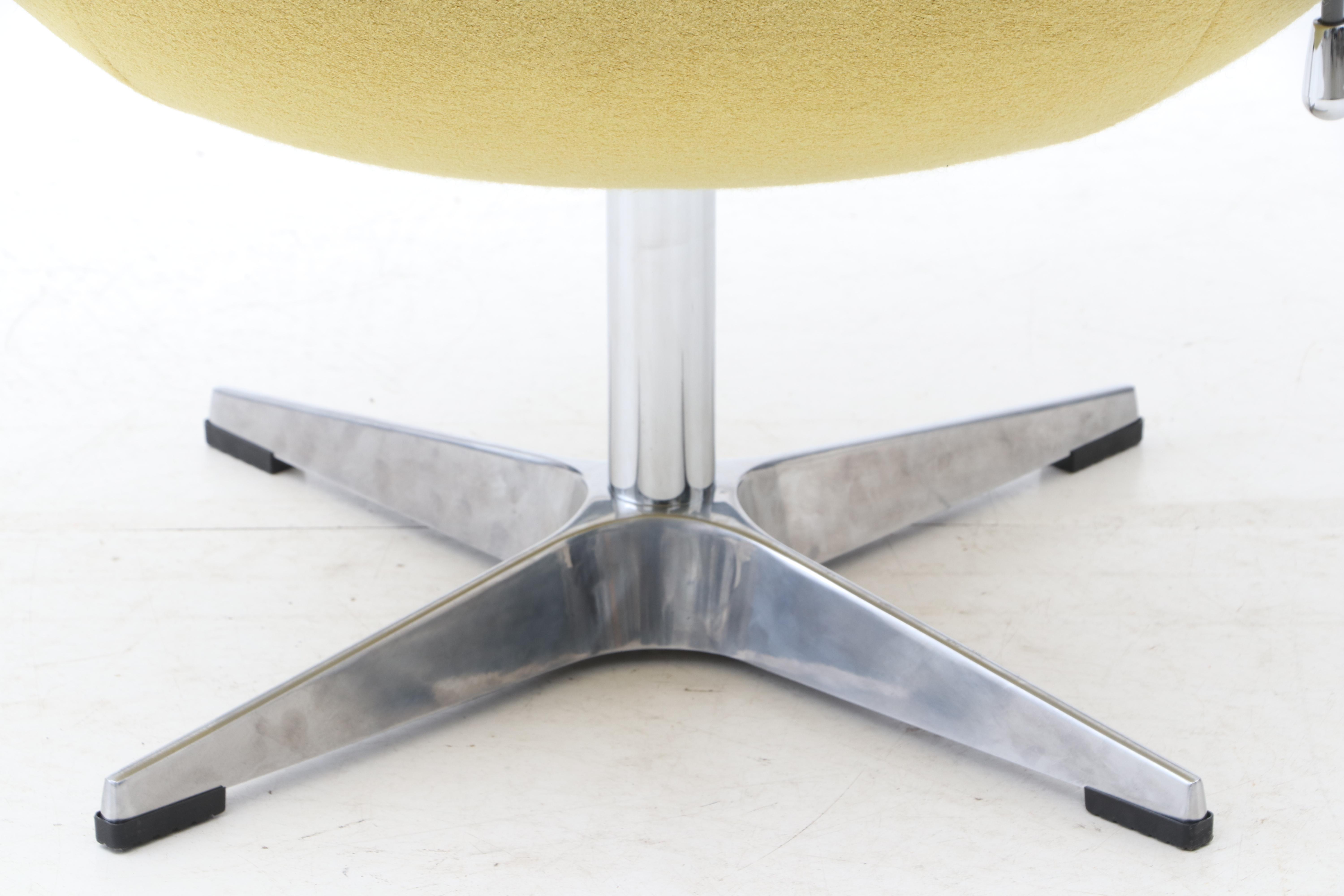 Belnick Citron Wool Swivel Egg Chair, 21st Century