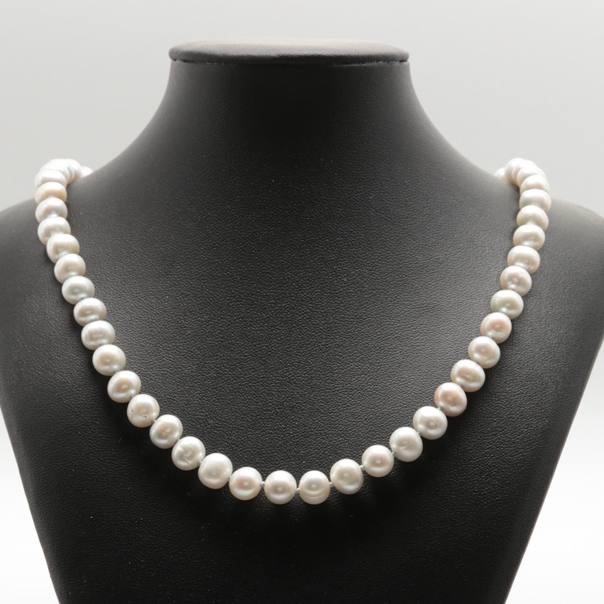 14K White Gold Cultured Pearl Necklace