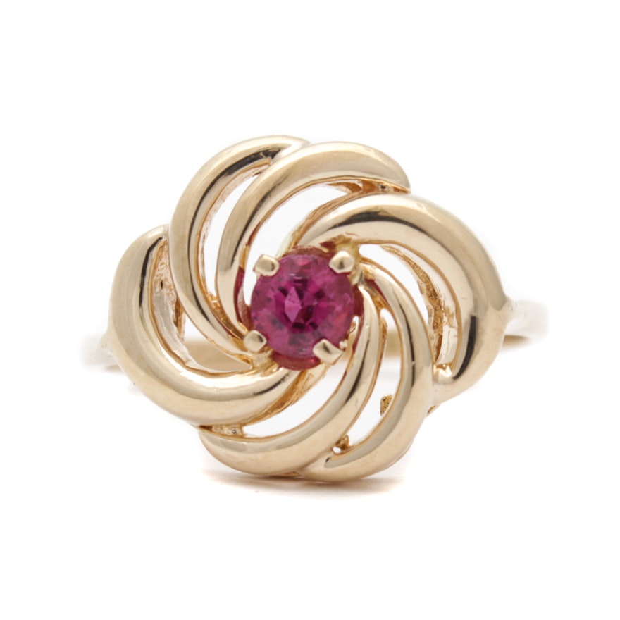 14K Yellow Gold Ruby Ring