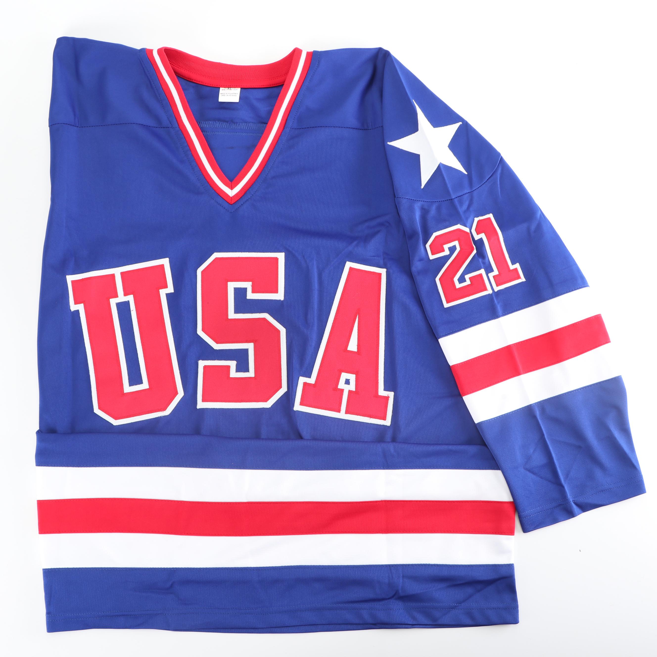 Mike Eruzione Autographed USA Hockey Replica Jersey - JSA COA