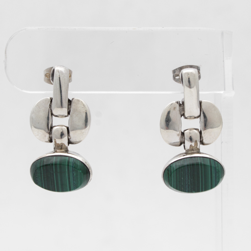 Sterling Silver Malachite Earrings