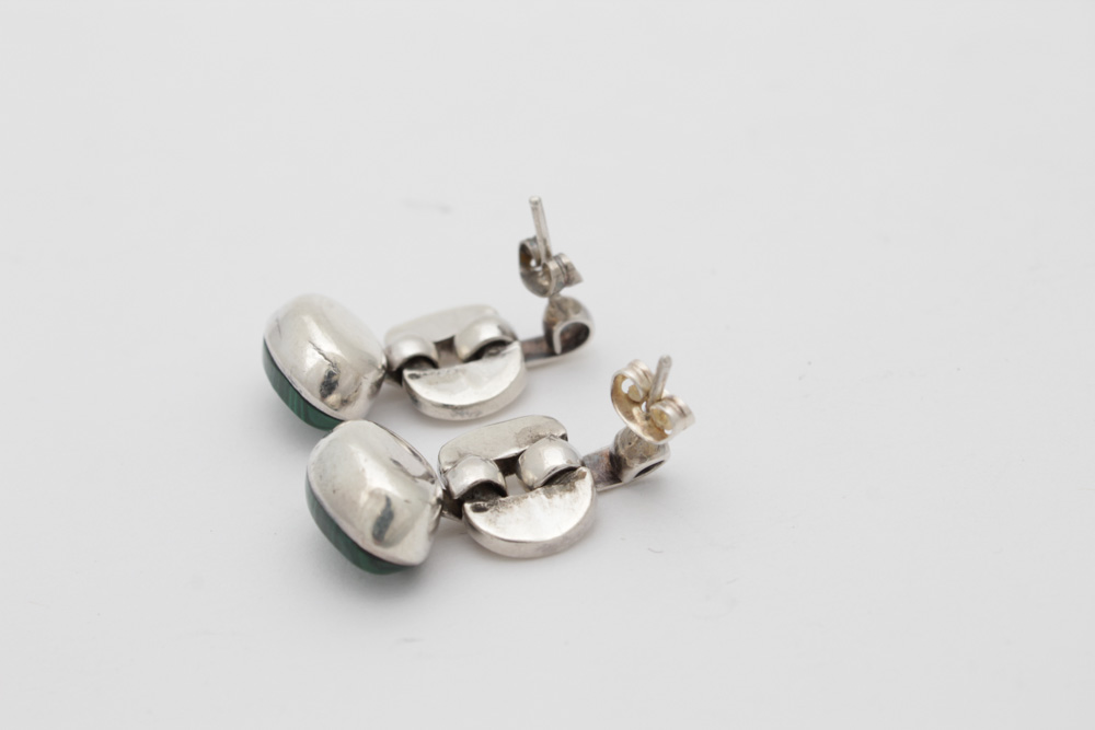 Sterling Silver Malachite Earrings