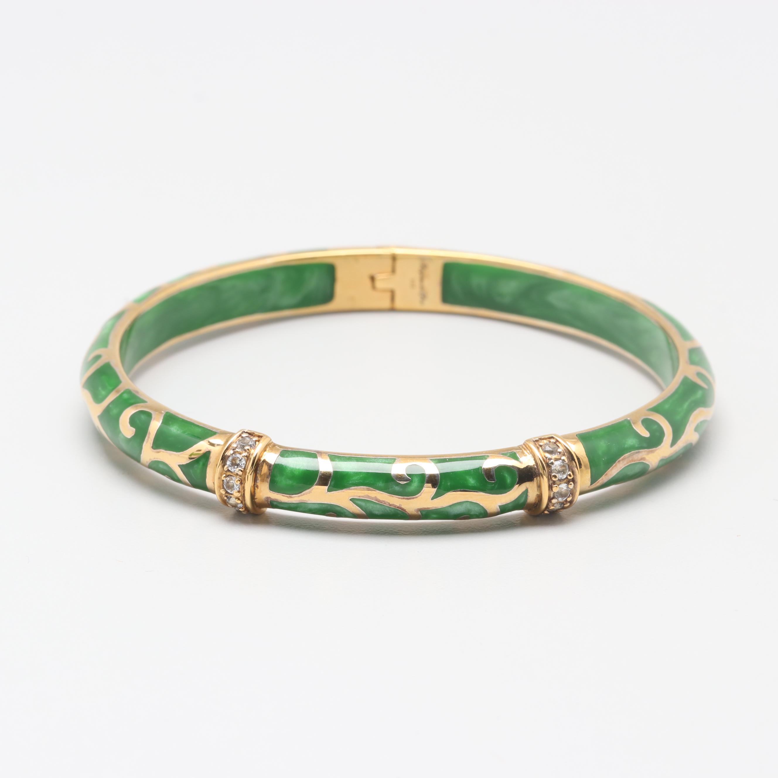 Angélique de Paris Gold Wash on Sterling Silver Lucite and White Topaz Bangle