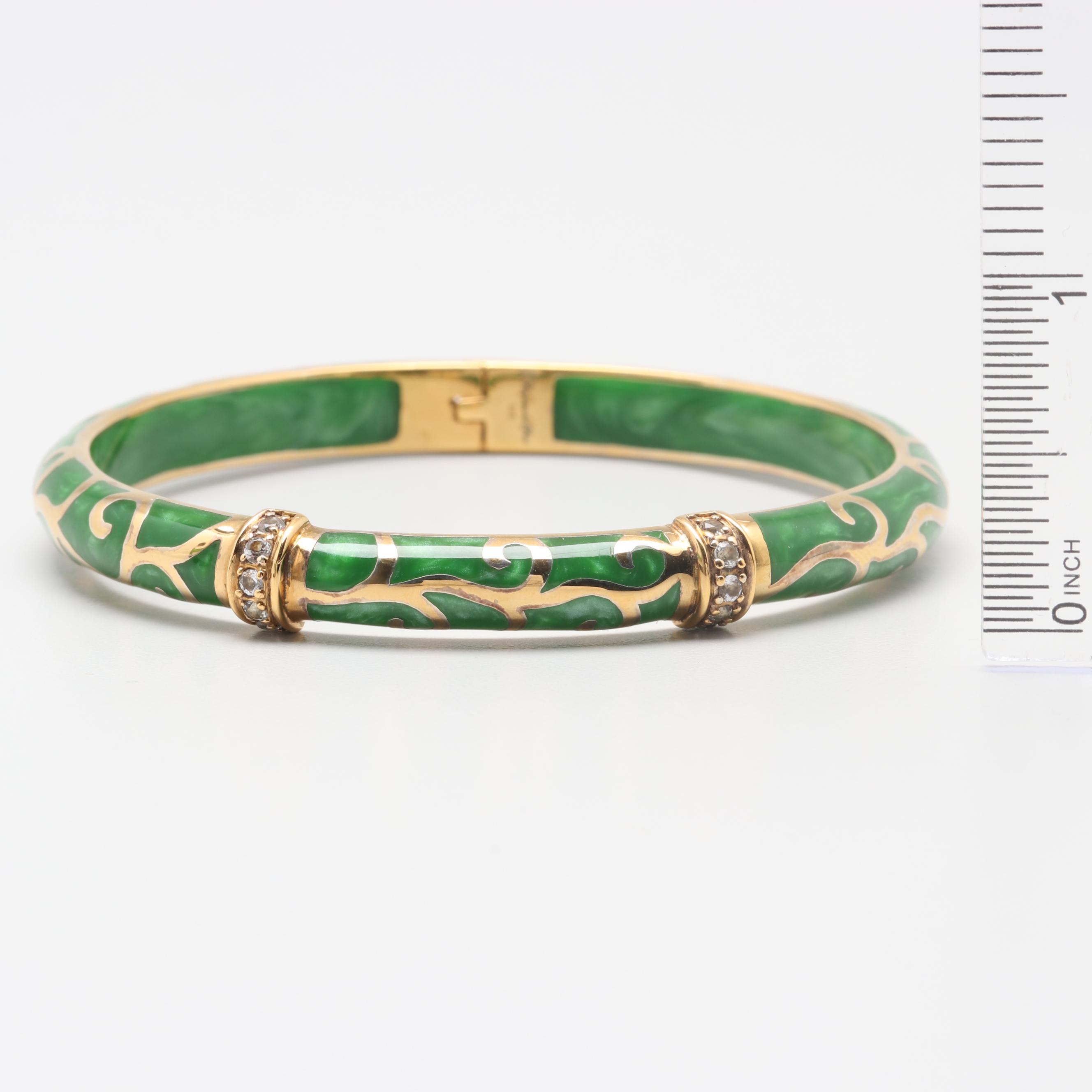 Angélique de Paris Gold Wash on Sterling Silver Lucite and White Topaz Bangle