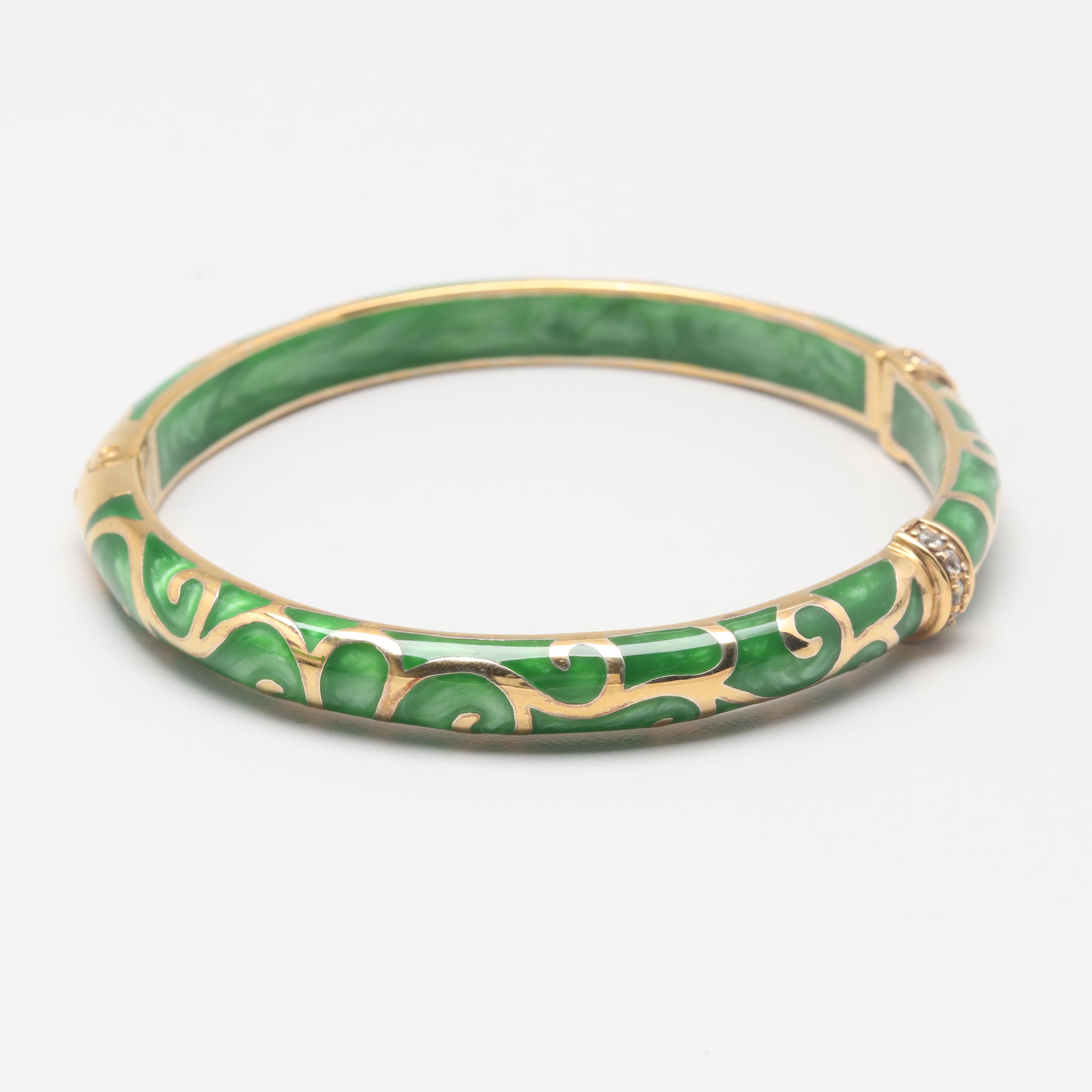 Angélique de Paris Gold Wash on Sterling Silver Lucite and White Topaz Bangle