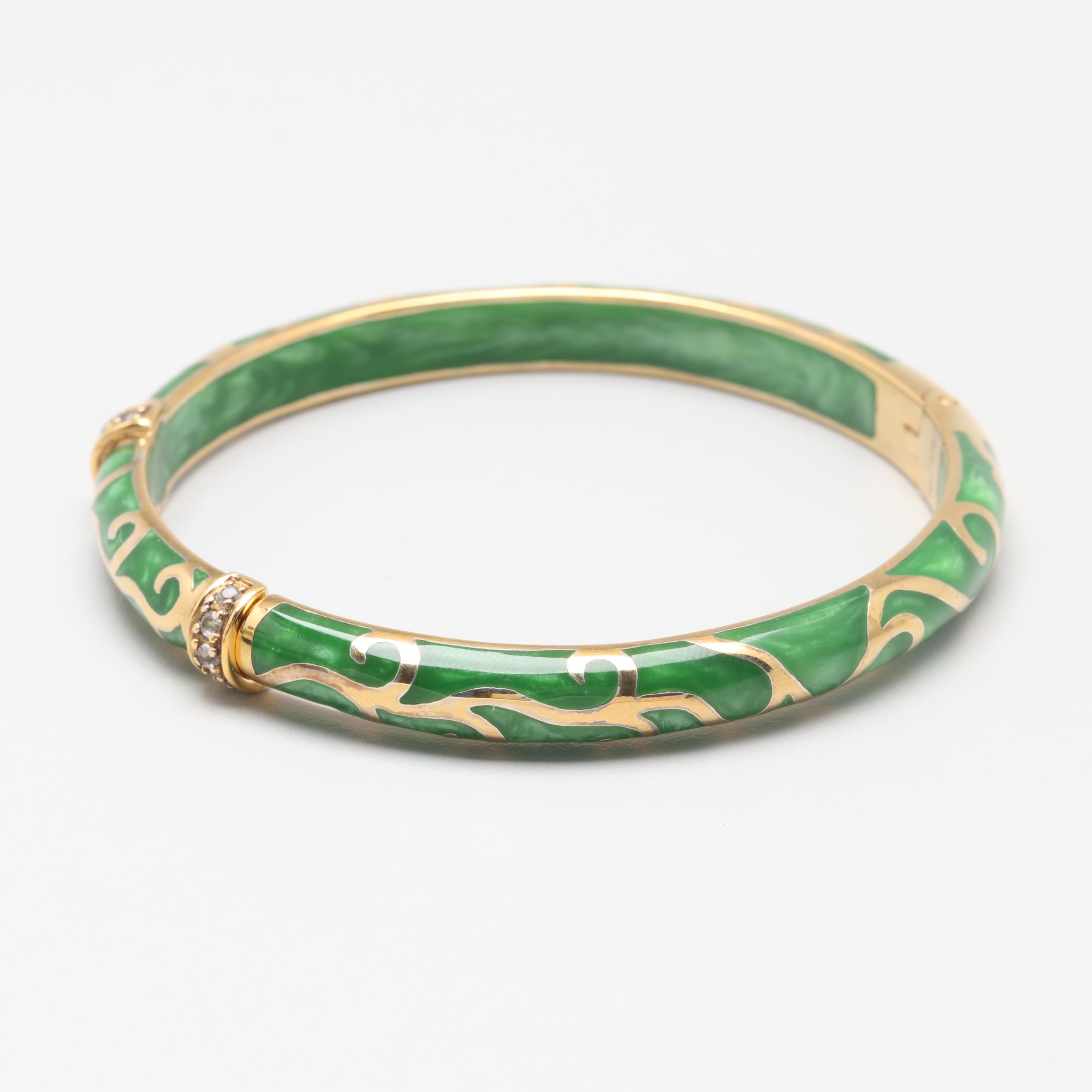 Angélique de Paris Gold Wash on Sterling Silver Lucite and White Topaz Bangle