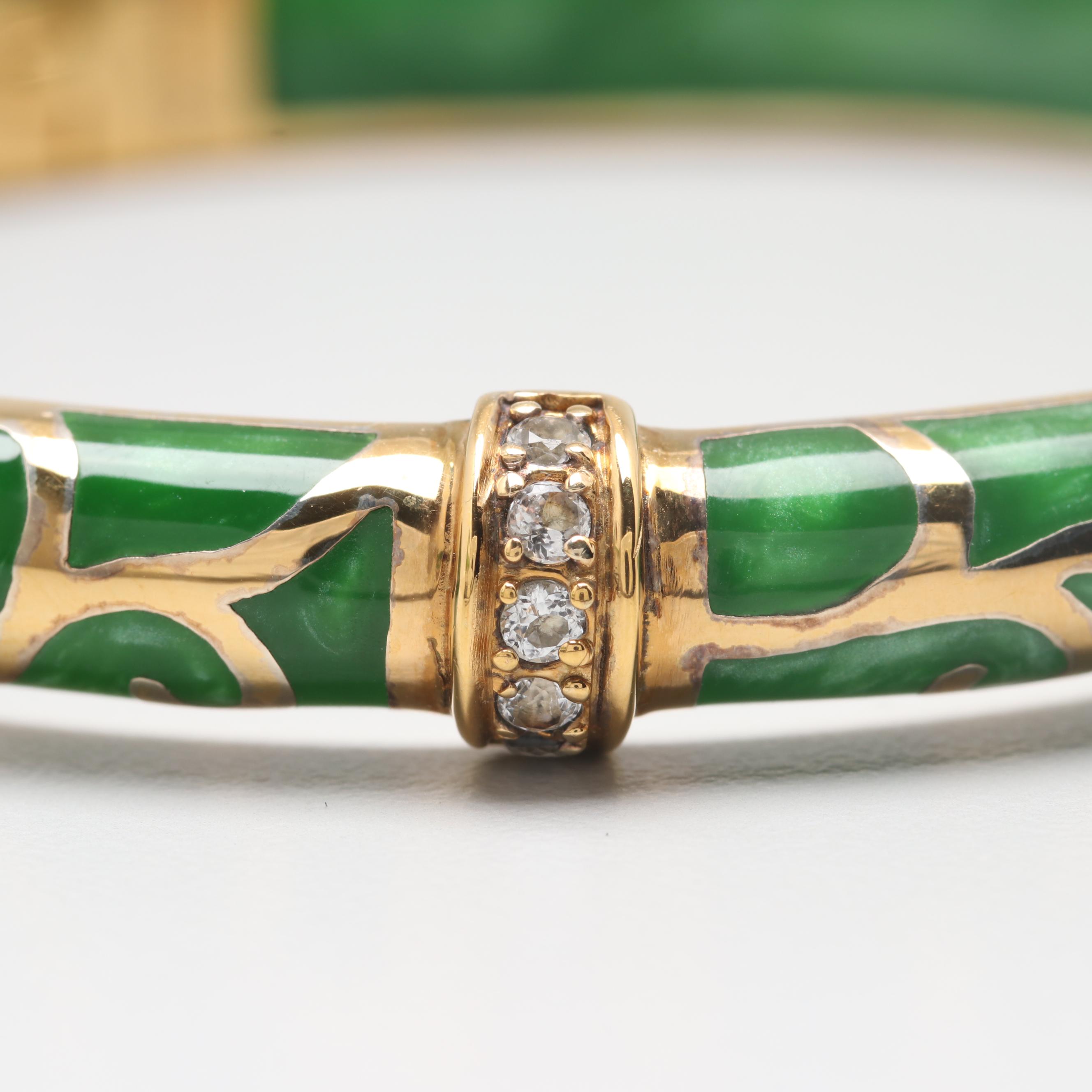 Angélique de Paris Gold Wash on Sterling Silver Lucite and White Topaz Bangle