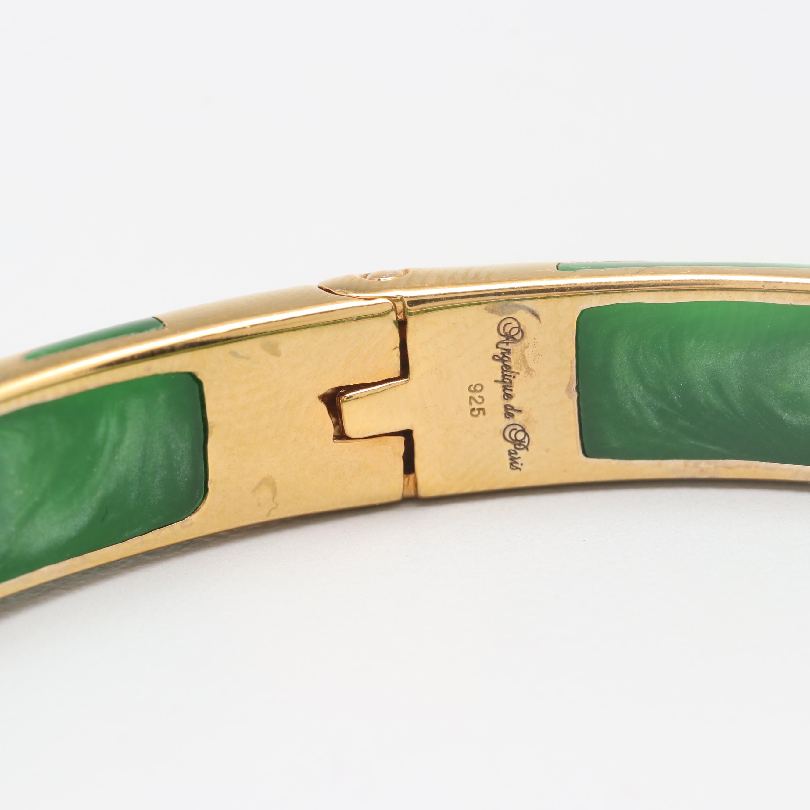 Angélique de Paris Gold Wash on Sterling Silver Lucite and White Topaz Bangle