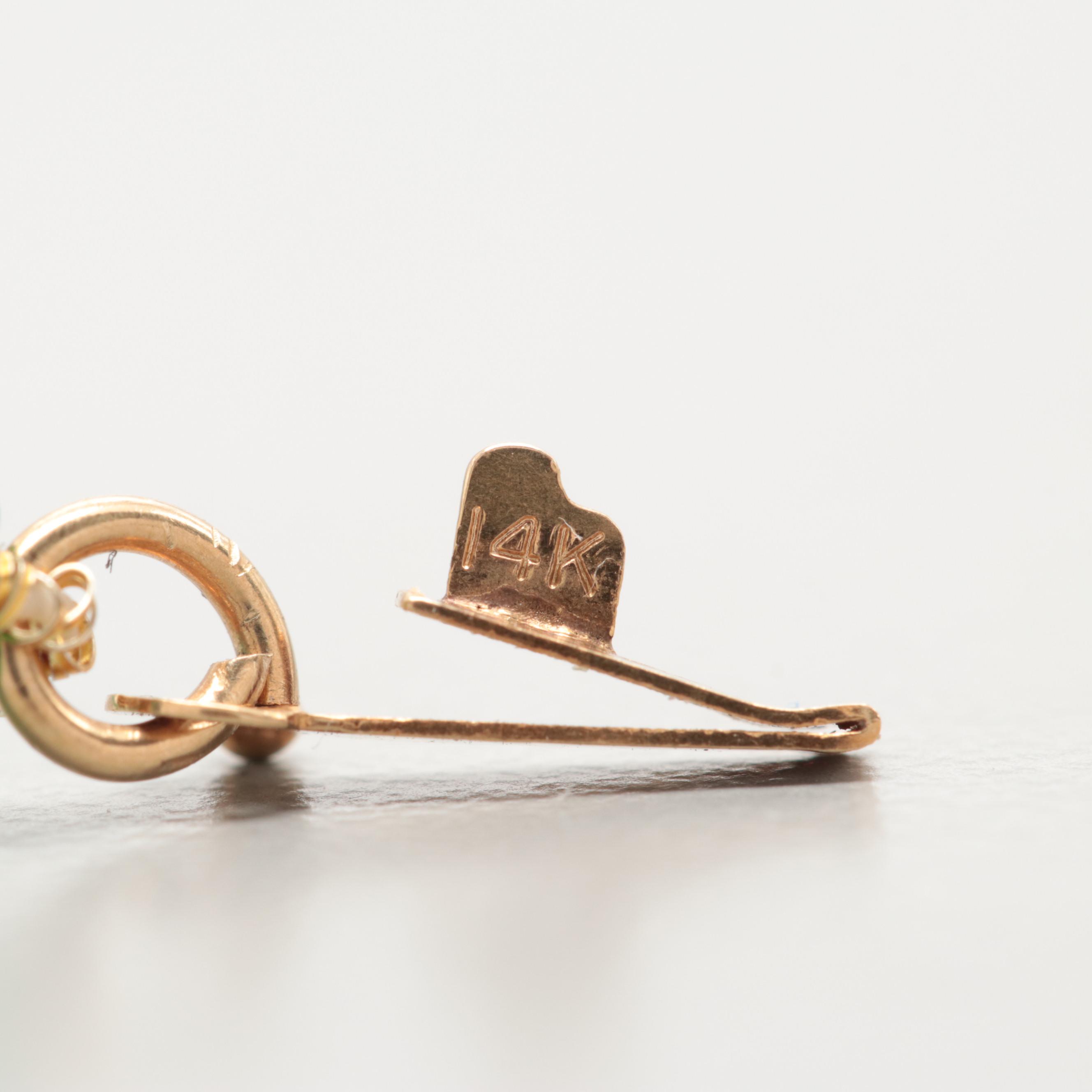 14K Yellow Gold Plastic and Glass Beaded Necklace