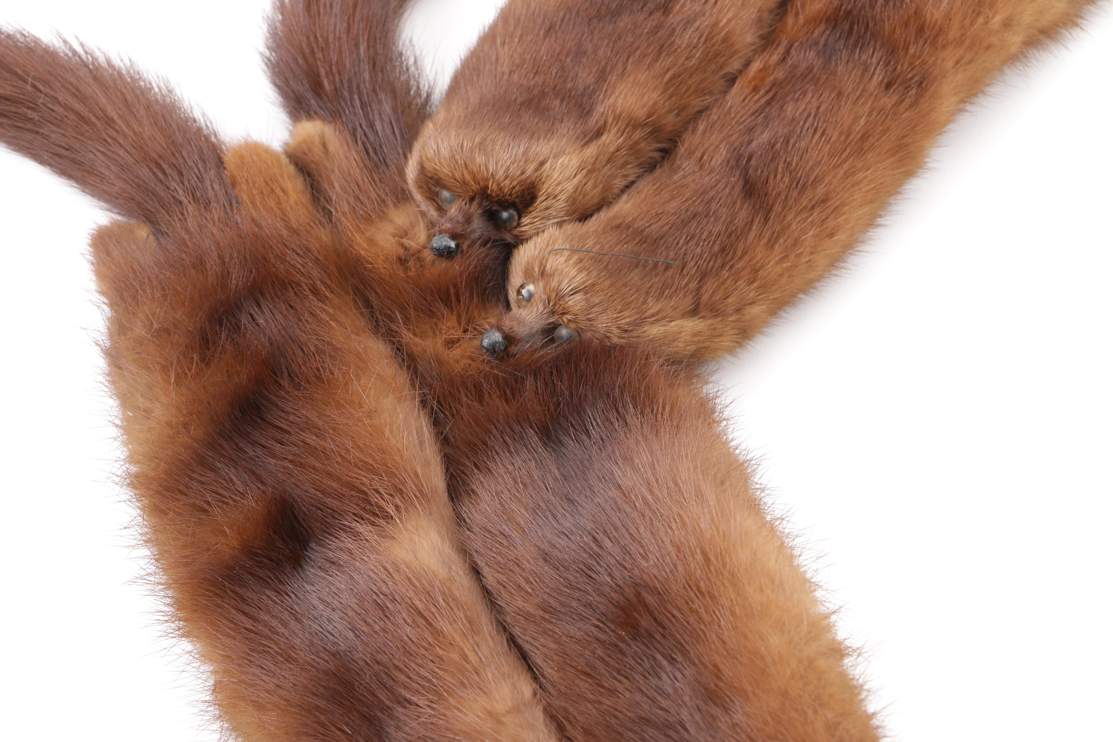 Lora and Fur Nakamura Mink Collar and Mink Fur Pelt Stole