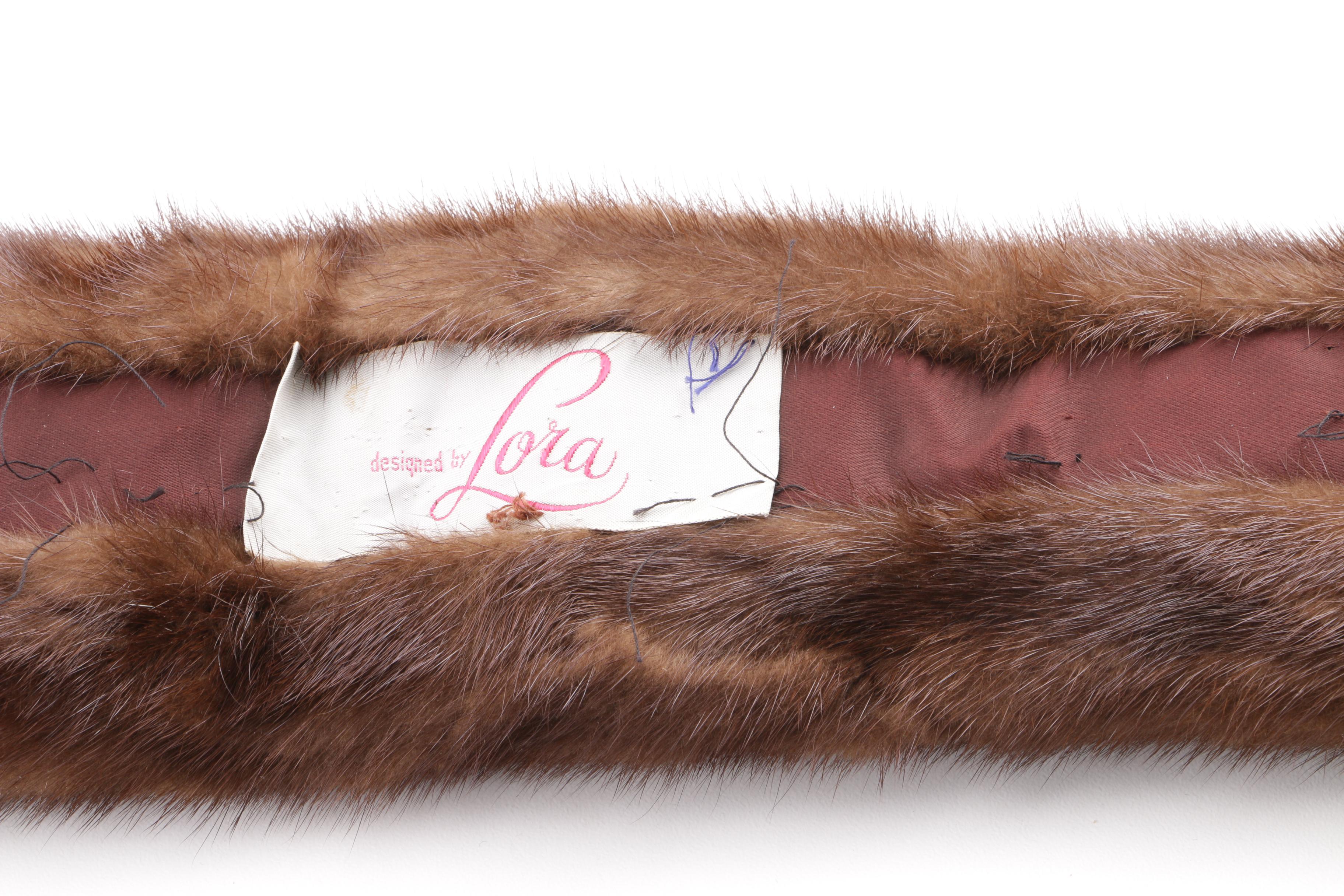 Lora and Fur Nakamura Mink Collar and Mink Fur Pelt Stole
