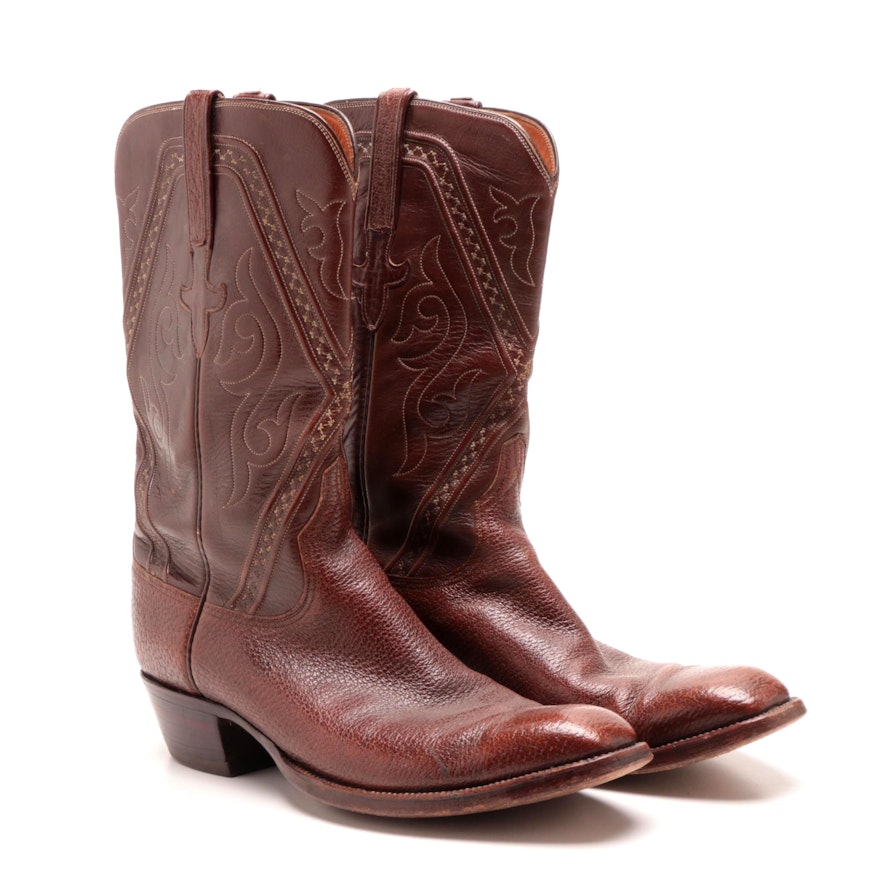 Men's Lucchese Brown Leather Cowboy Boots
