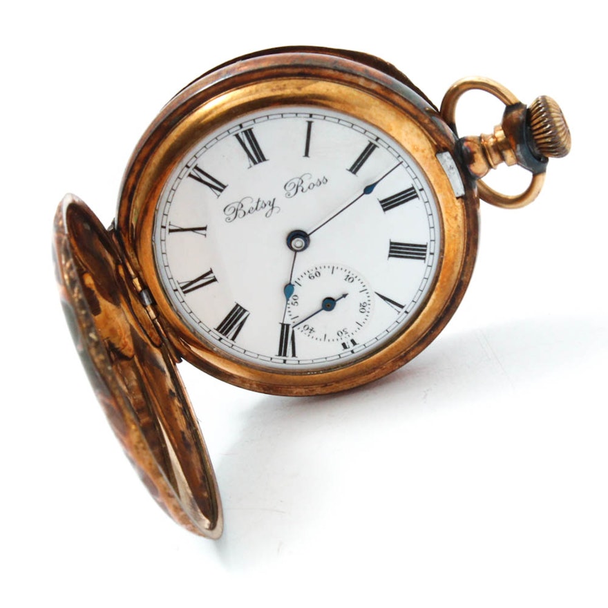 Antique Betsy Ross Gold Filled Pocket Watch