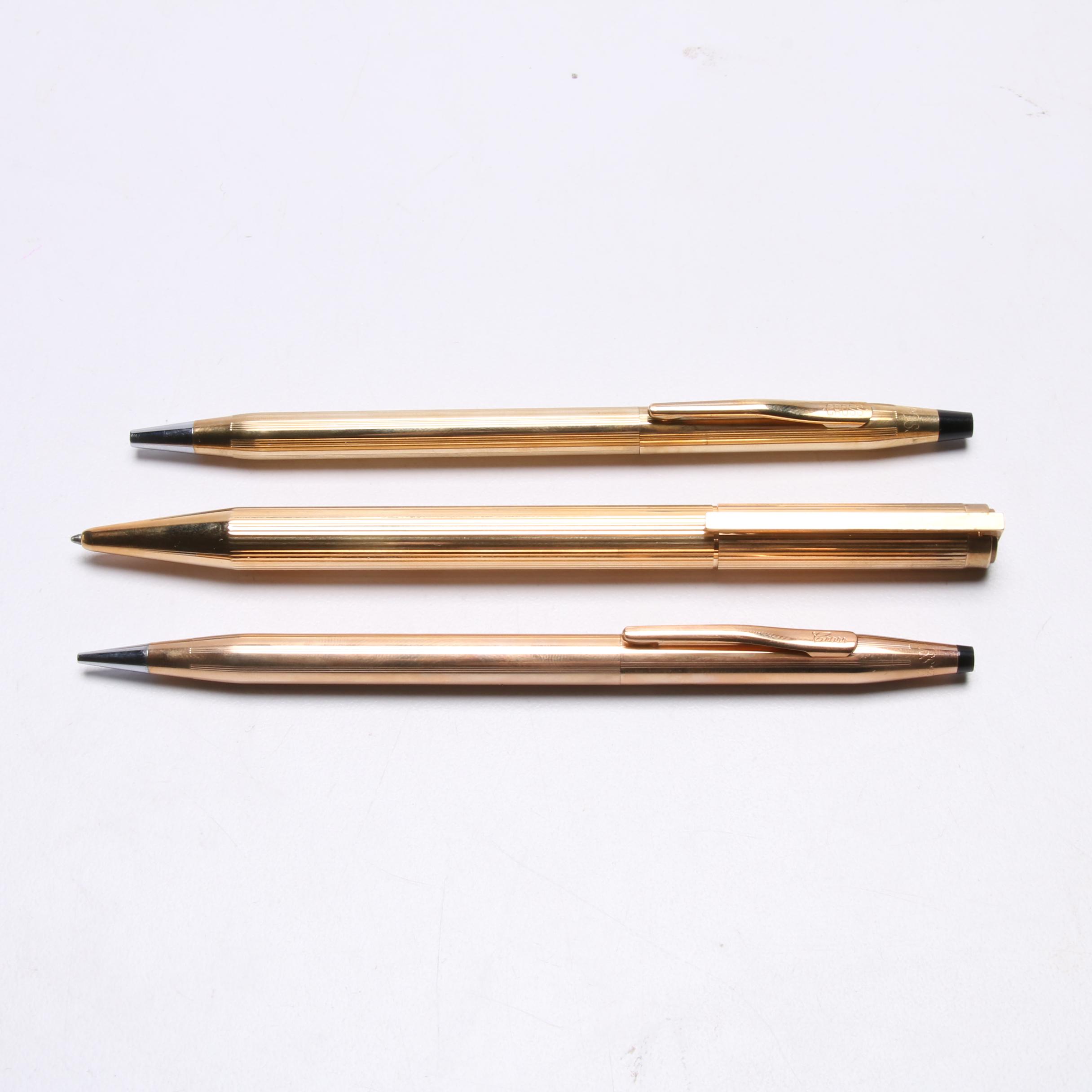Cross Gold Filled and S.T. Dupont Ballpoint Pens and Pencil