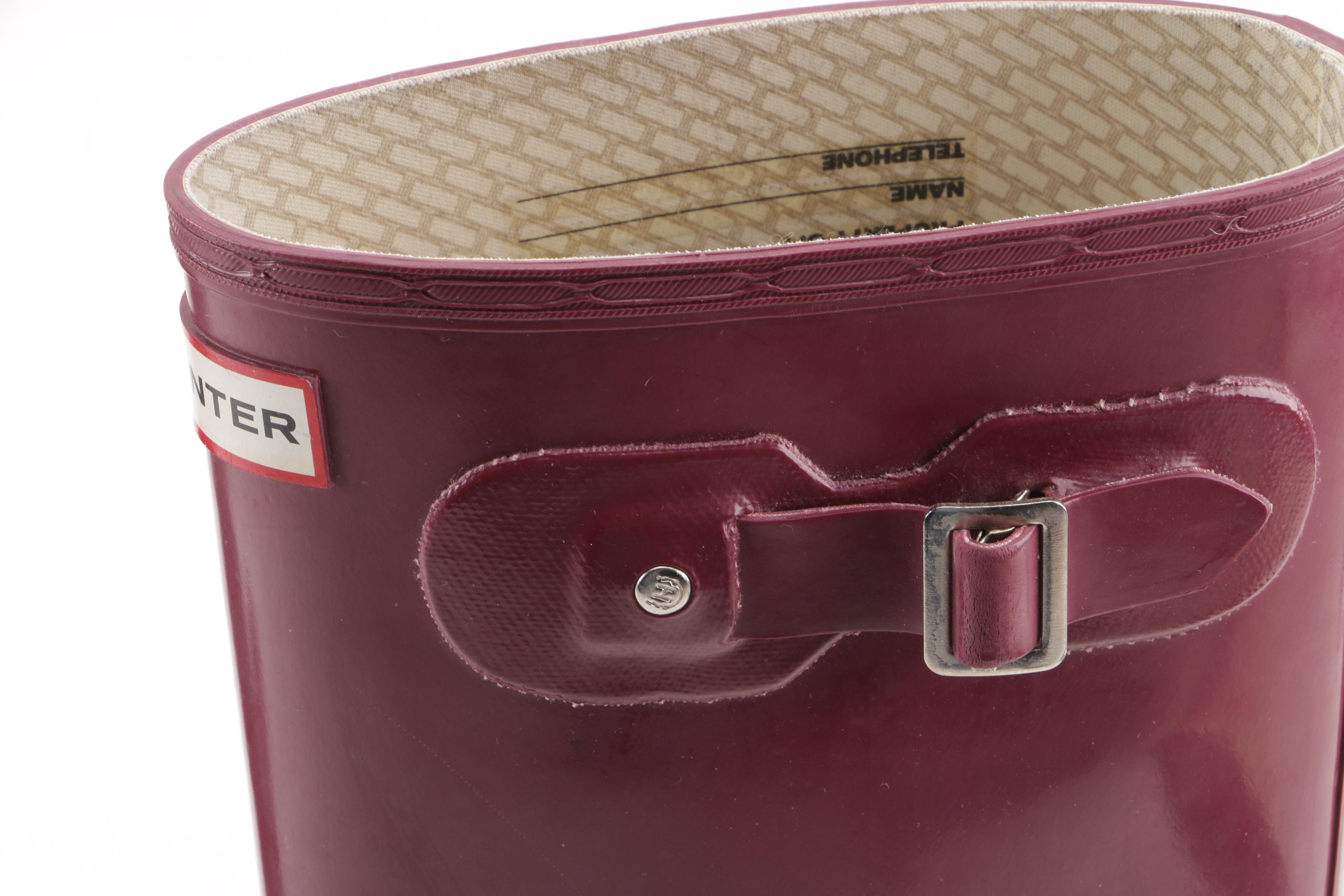 Hunter Original Tall Gloss Raspberry Rain Boots with Boot Socks