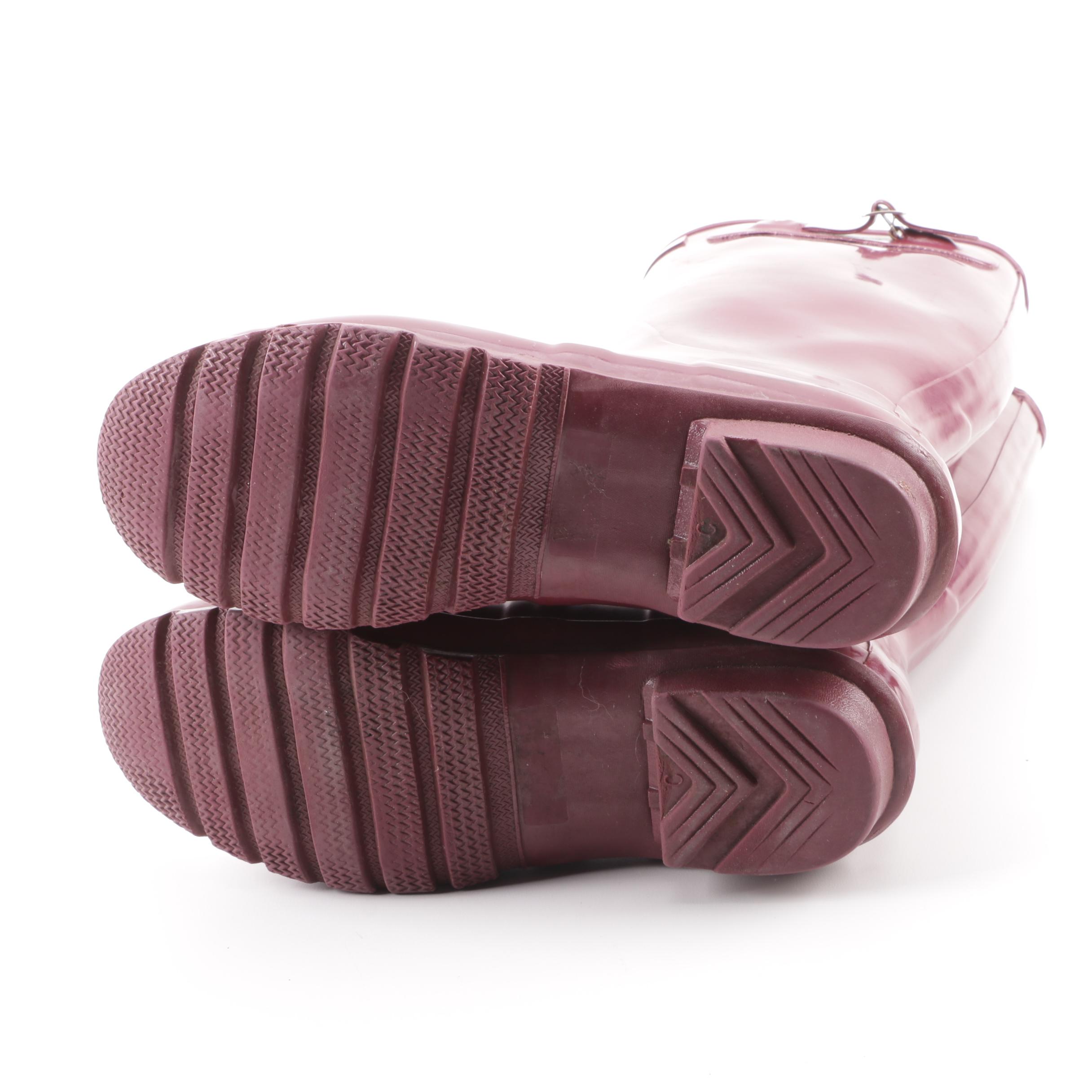 Hunter Original Tall Gloss Raspberry Rain Boots with Boot Socks