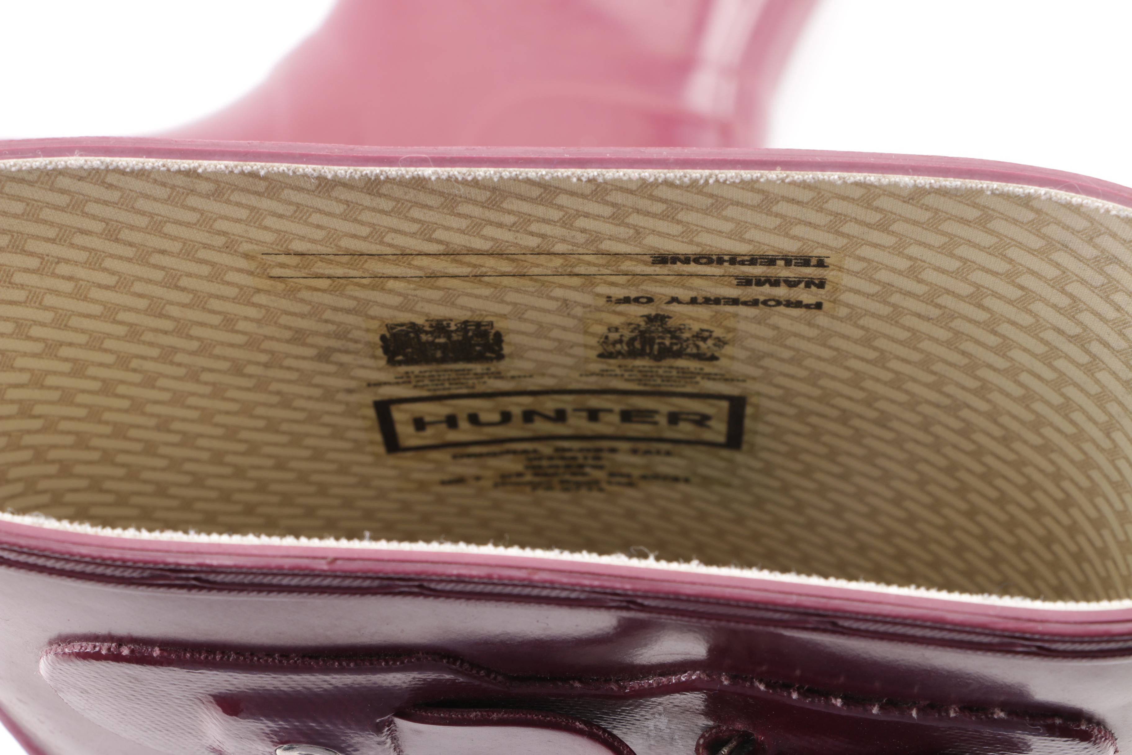 Hunter Original Tall Gloss Raspberry Rain Boots with Boot Socks