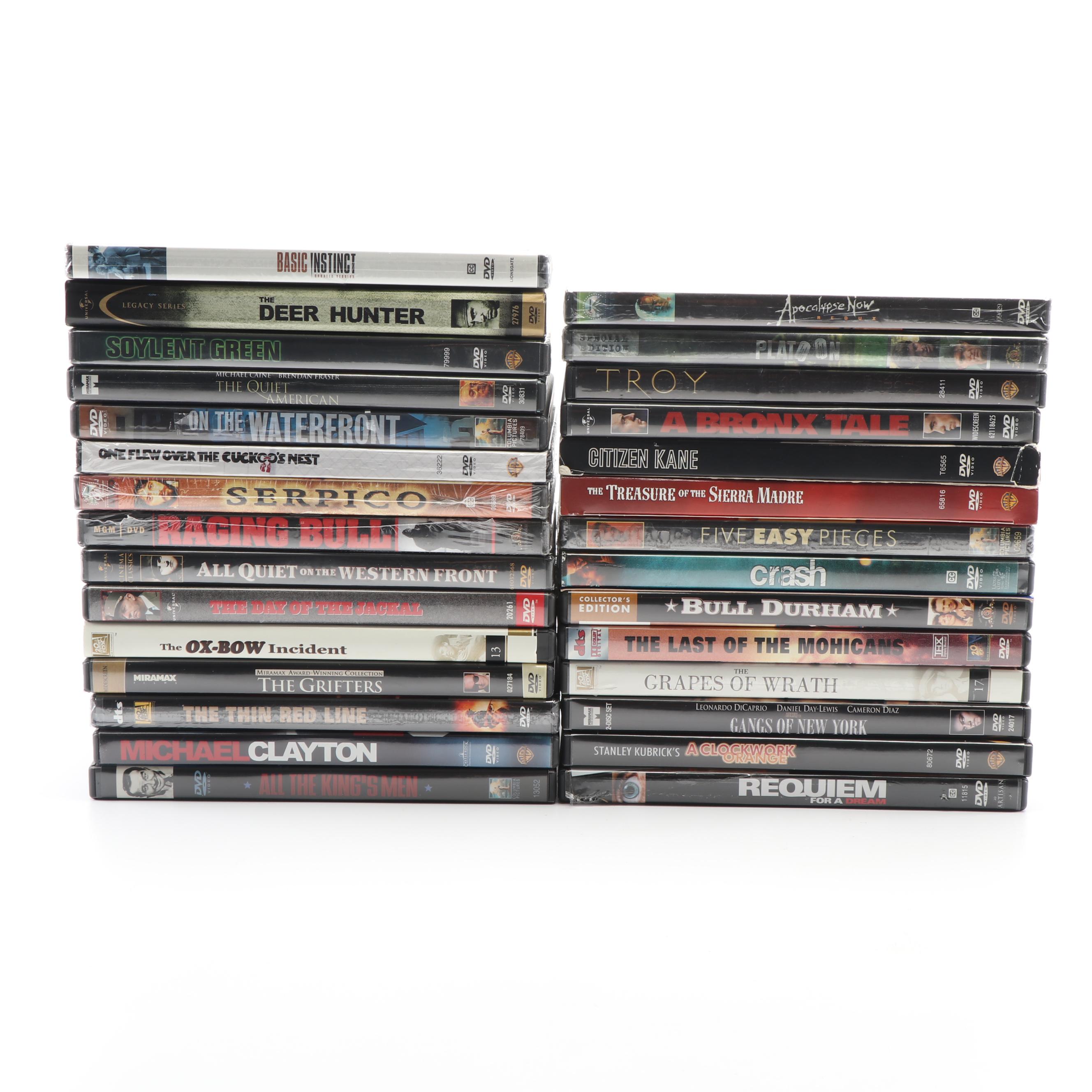 DVD Collection including "The Deer Hunter", "The Thin Red Line", and "Platoon"