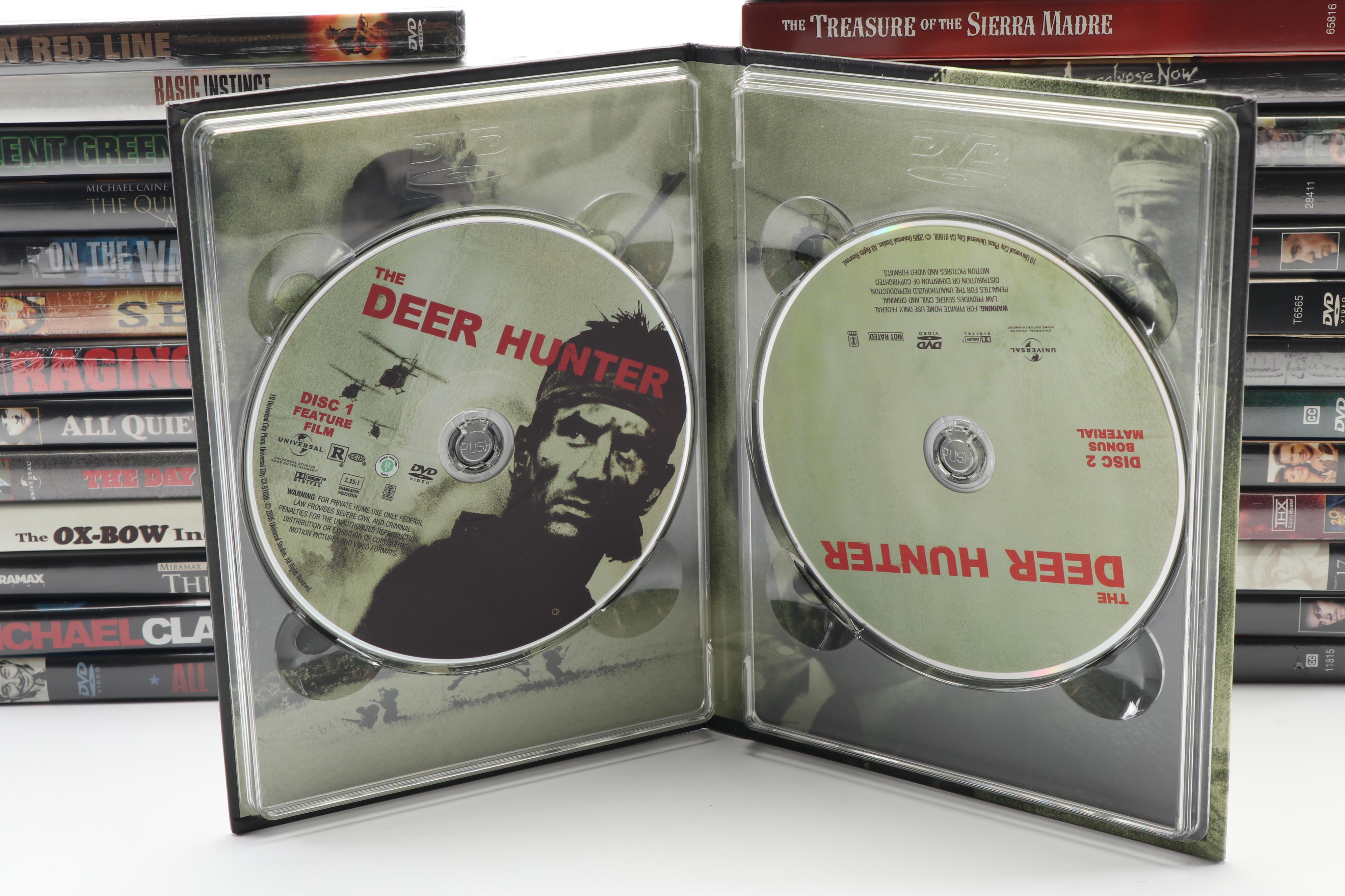 DVD Collection including "The Deer Hunter", "The Thin Red Line", and "Platoon"