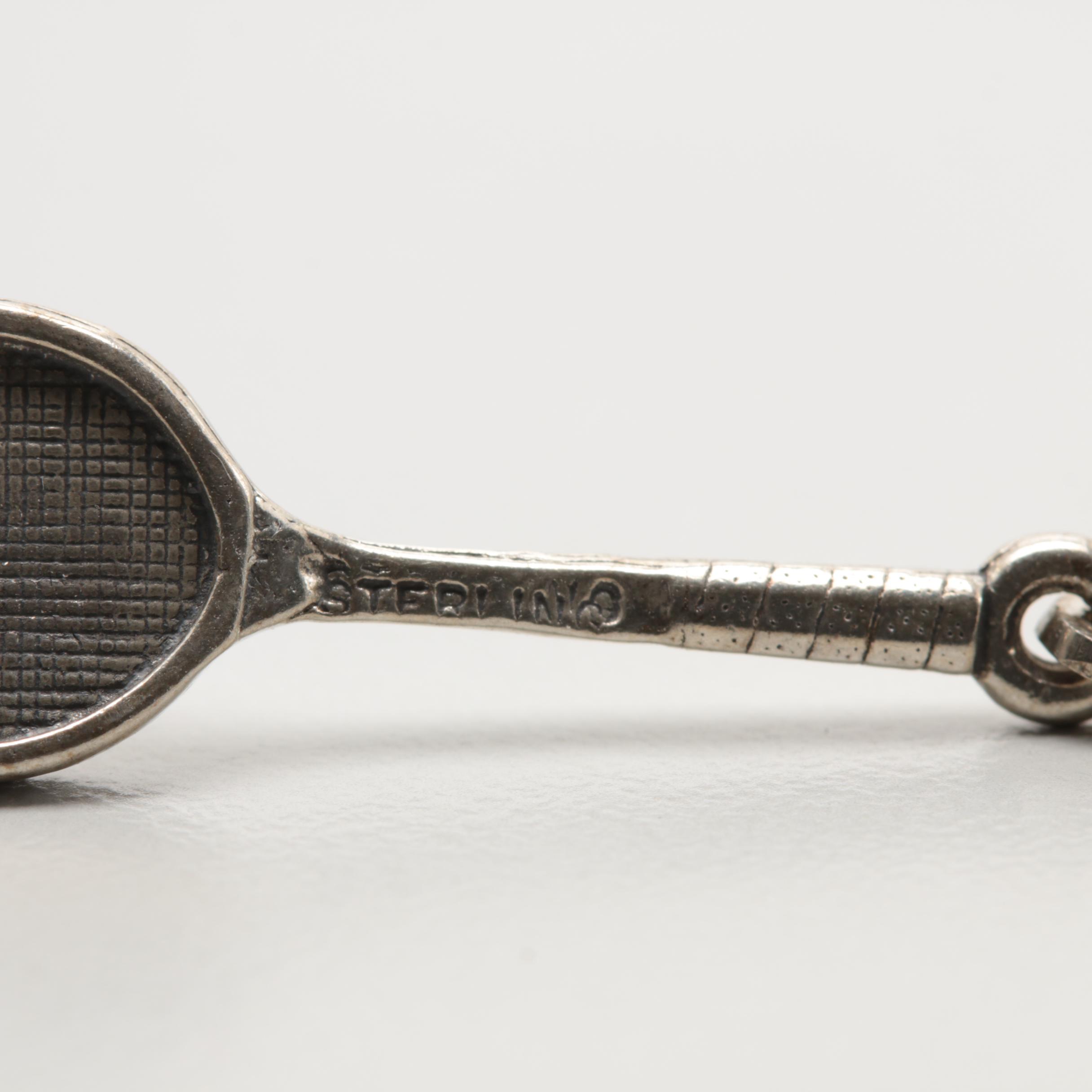 Sterling Silver Tennis Dangle Earrings