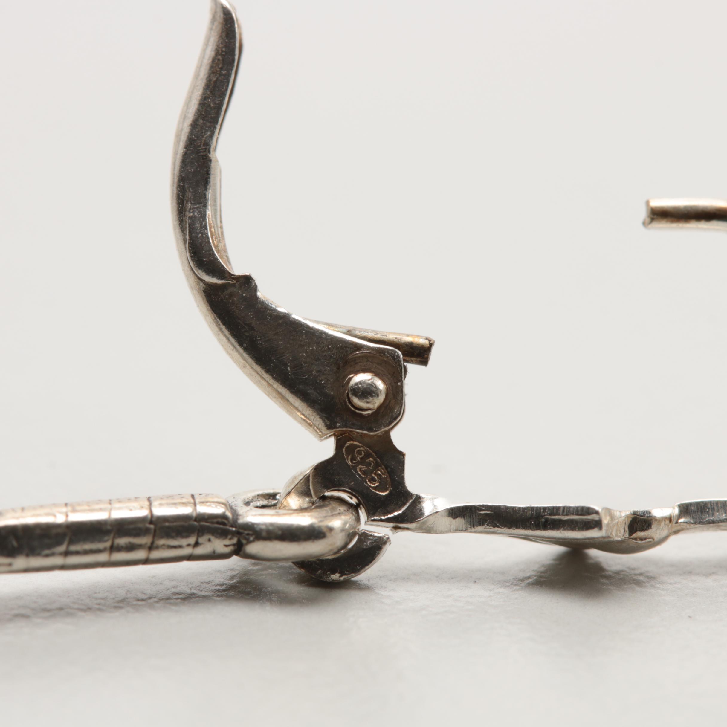 Sterling Silver Tennis Dangle Earrings