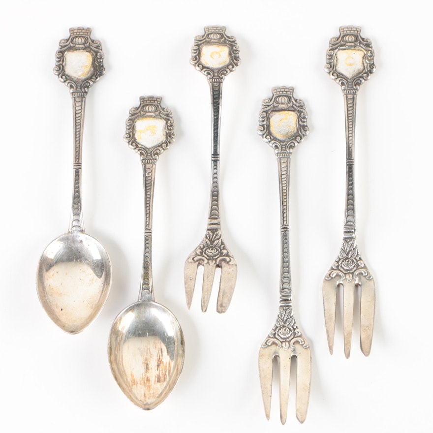 Antiko German Silver Plate Dessert Forks and Spoons, 1950s