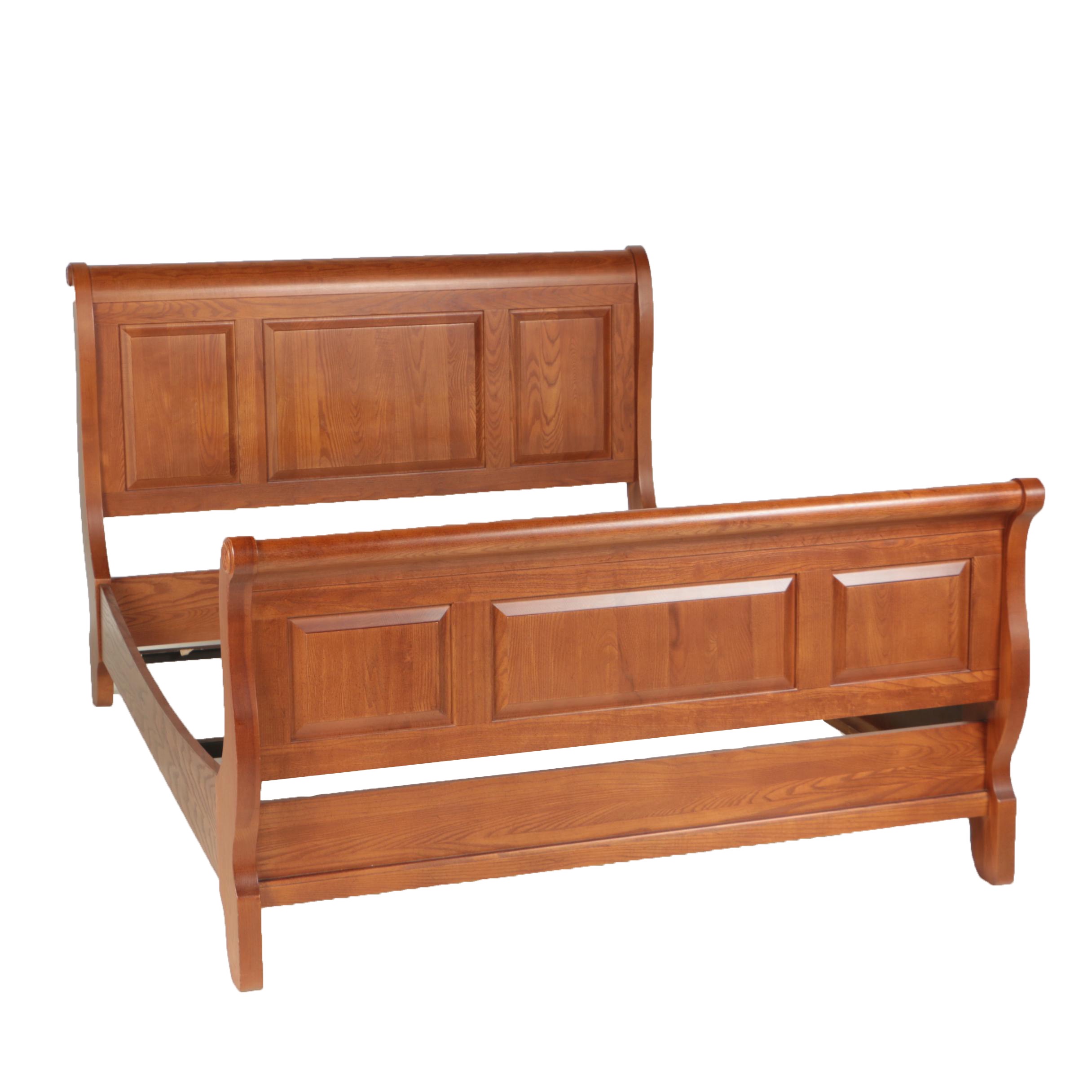 Contemporary Oak Queen Size Sleigh Bed Frame