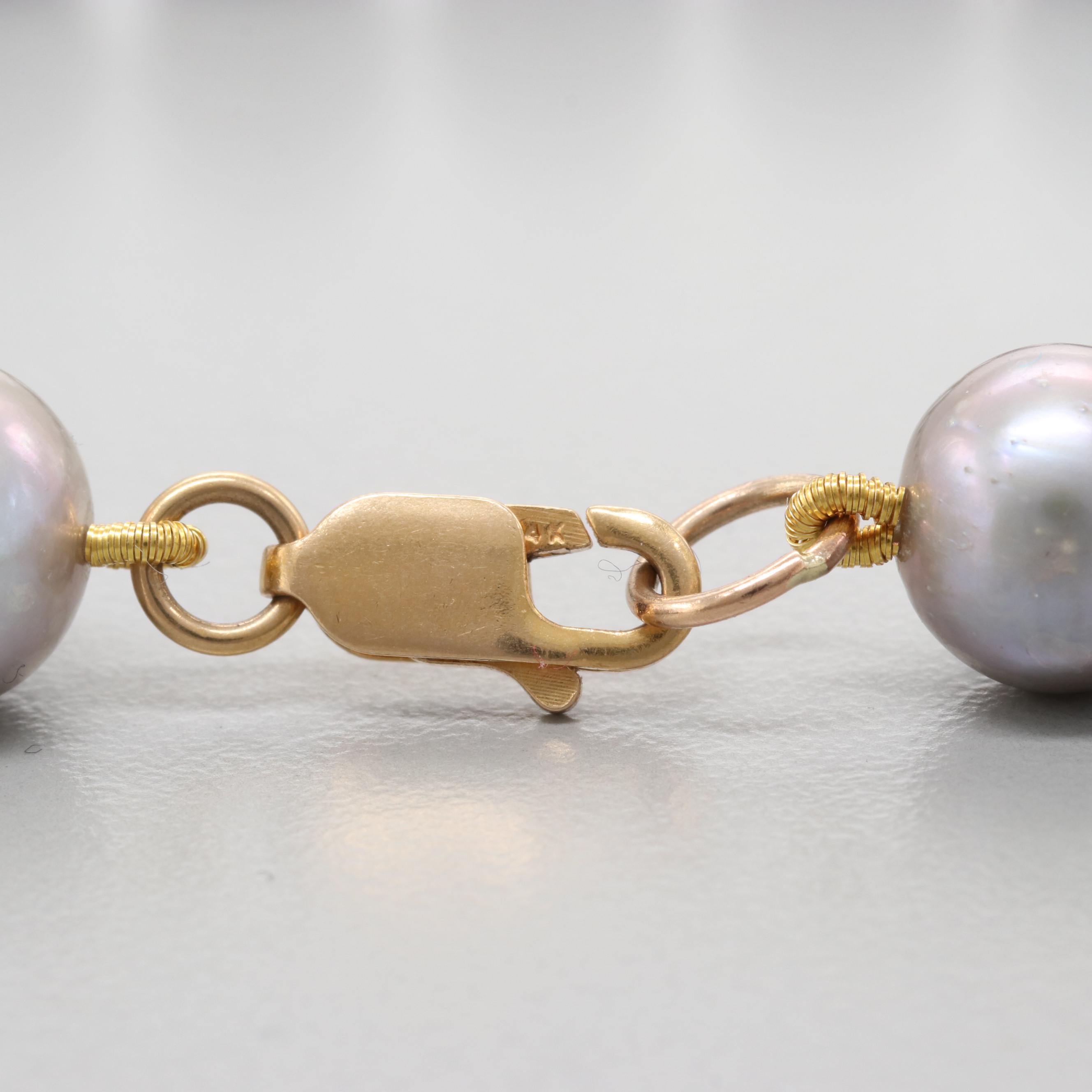 10K and 14K Yellow Gold Cultured Pearl Necklace