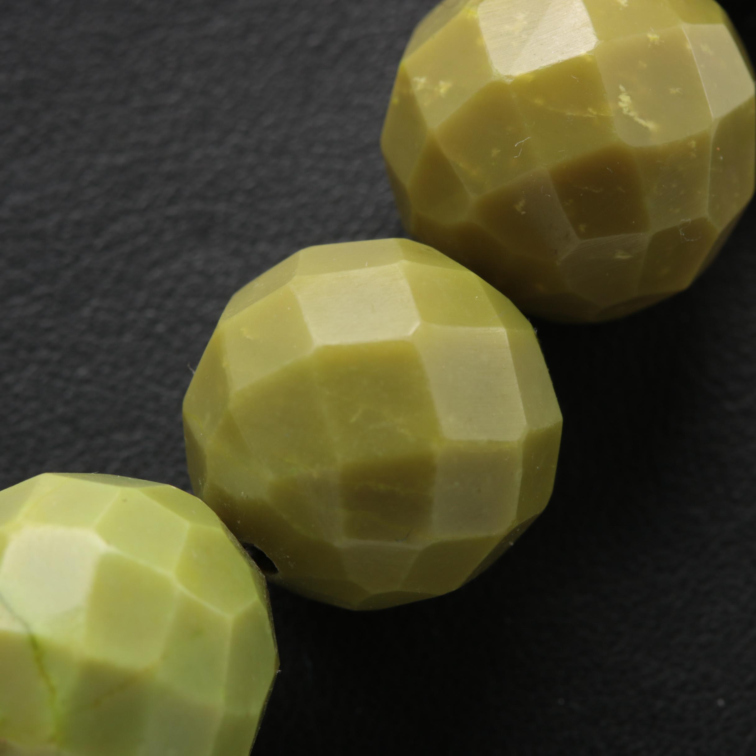 10K Yellow Gold Serpentine Necklace with Silver Tone Beads