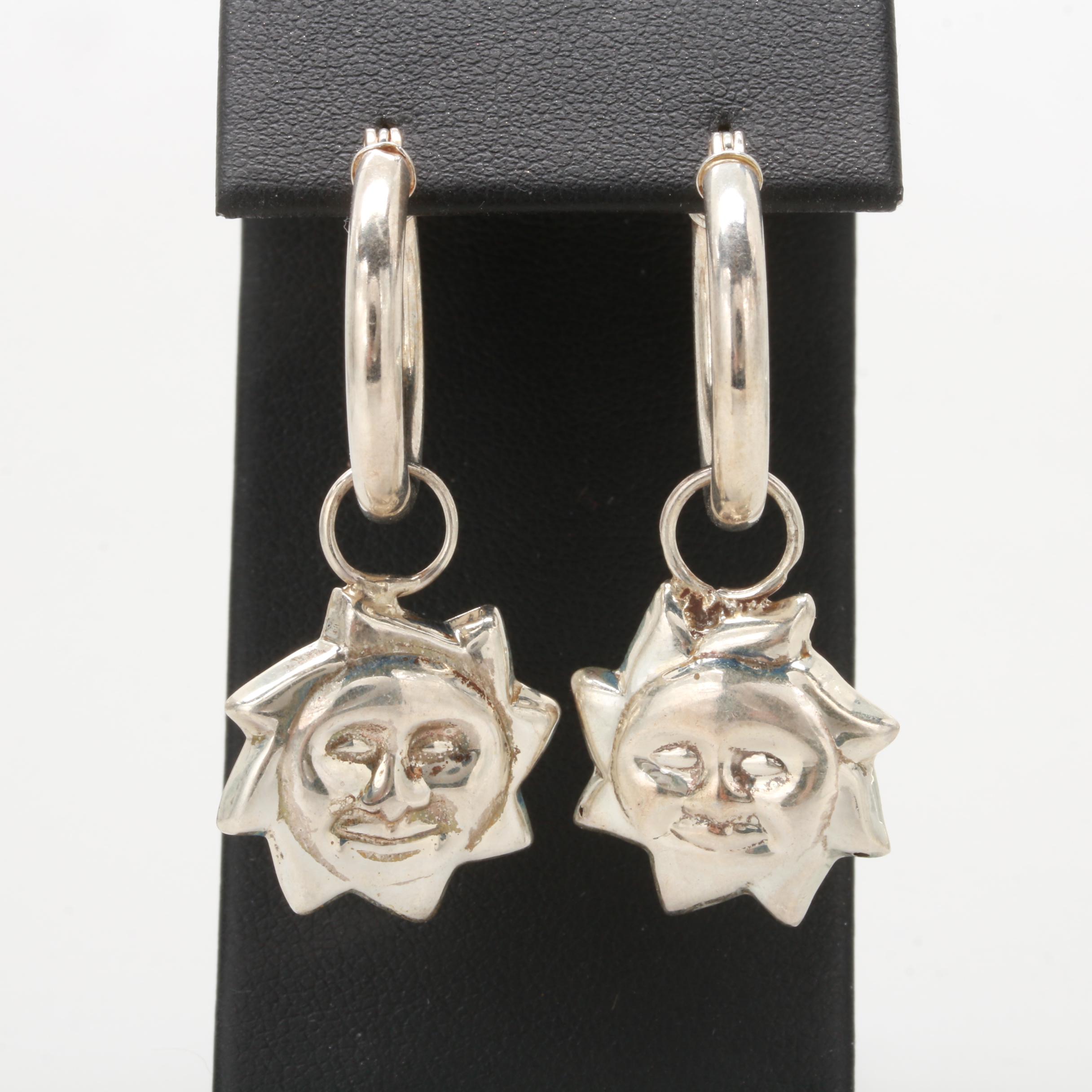 Sterling Silver Sun Motif Earrings