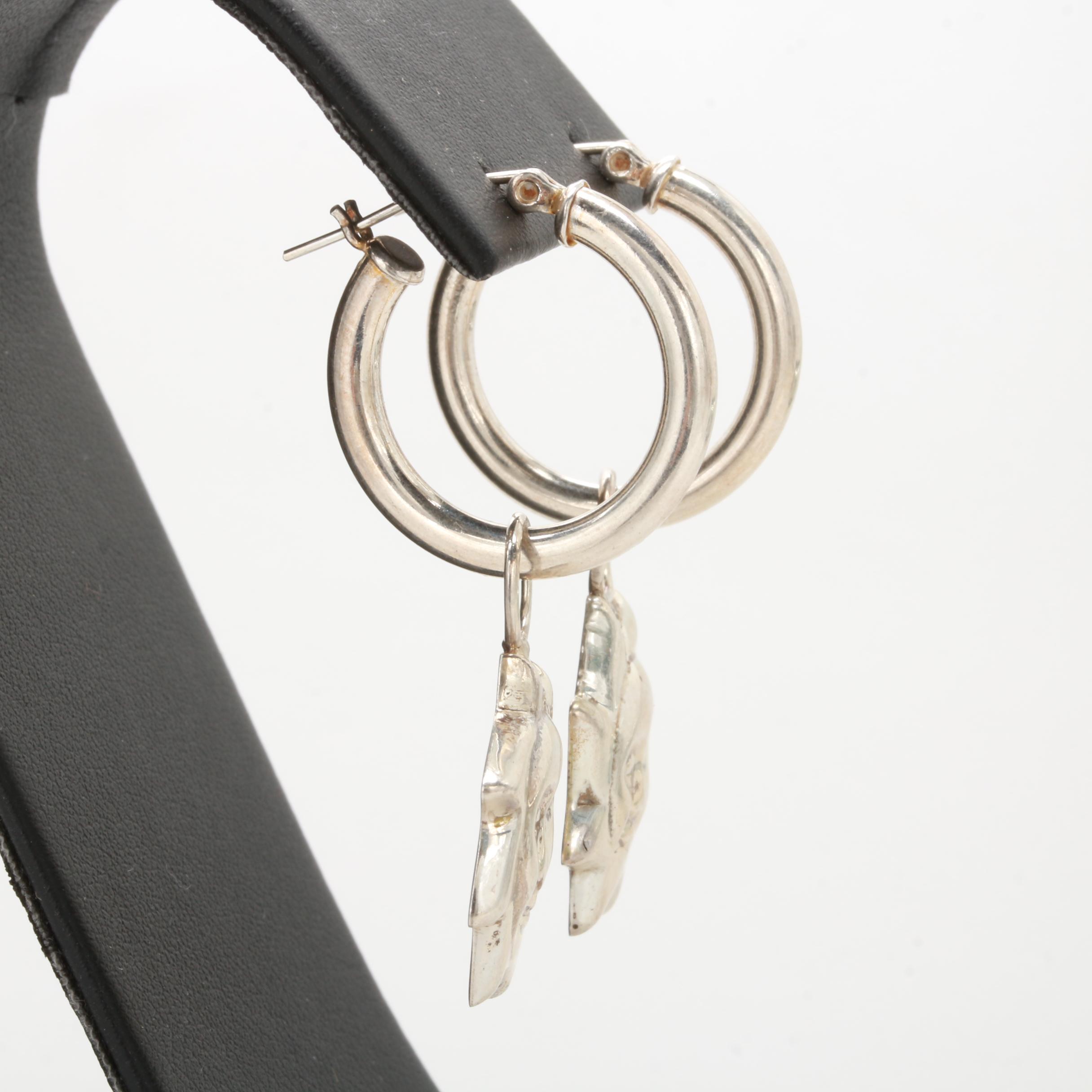 Sterling Silver Sun Motif Earrings