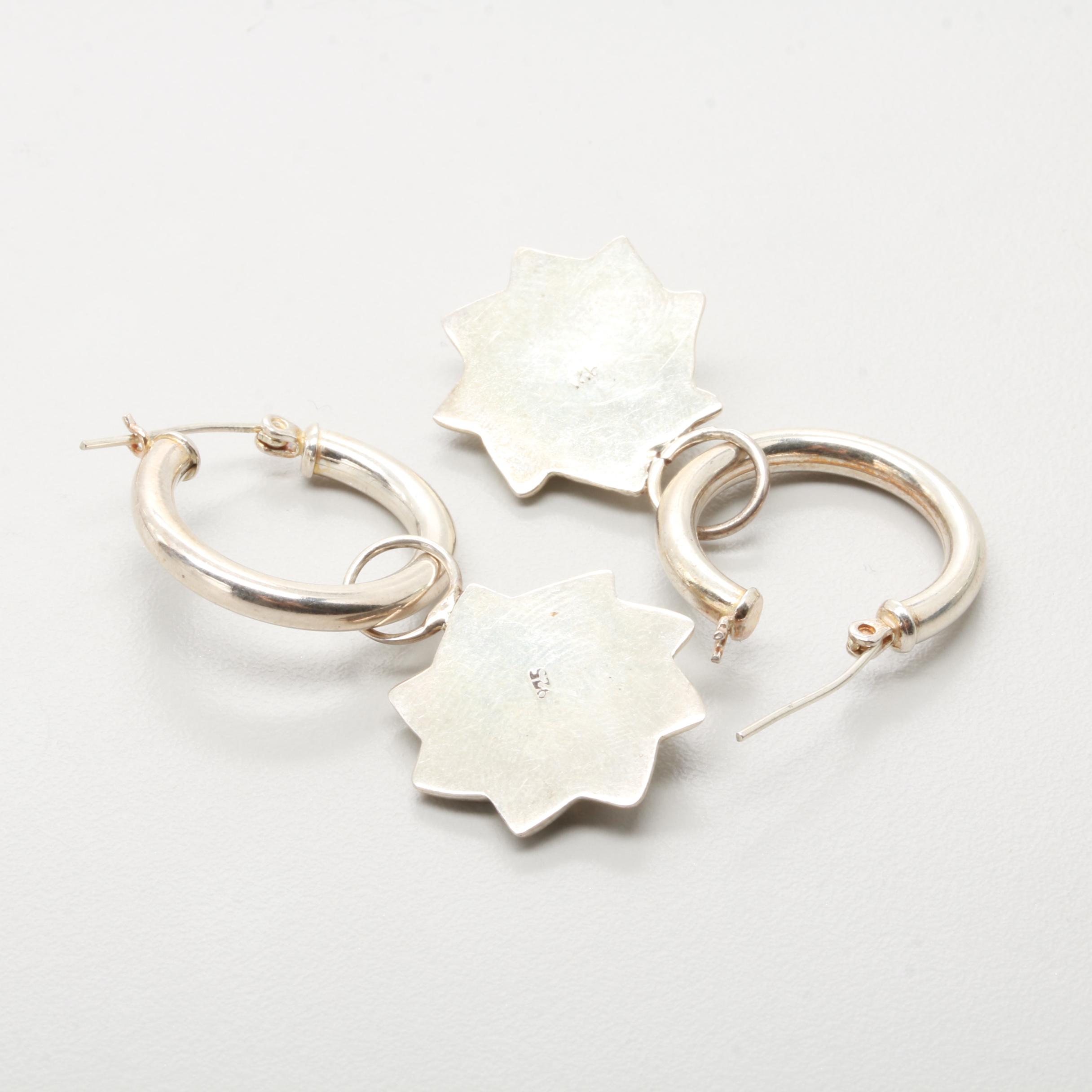 Sterling Silver Sun Motif Earrings