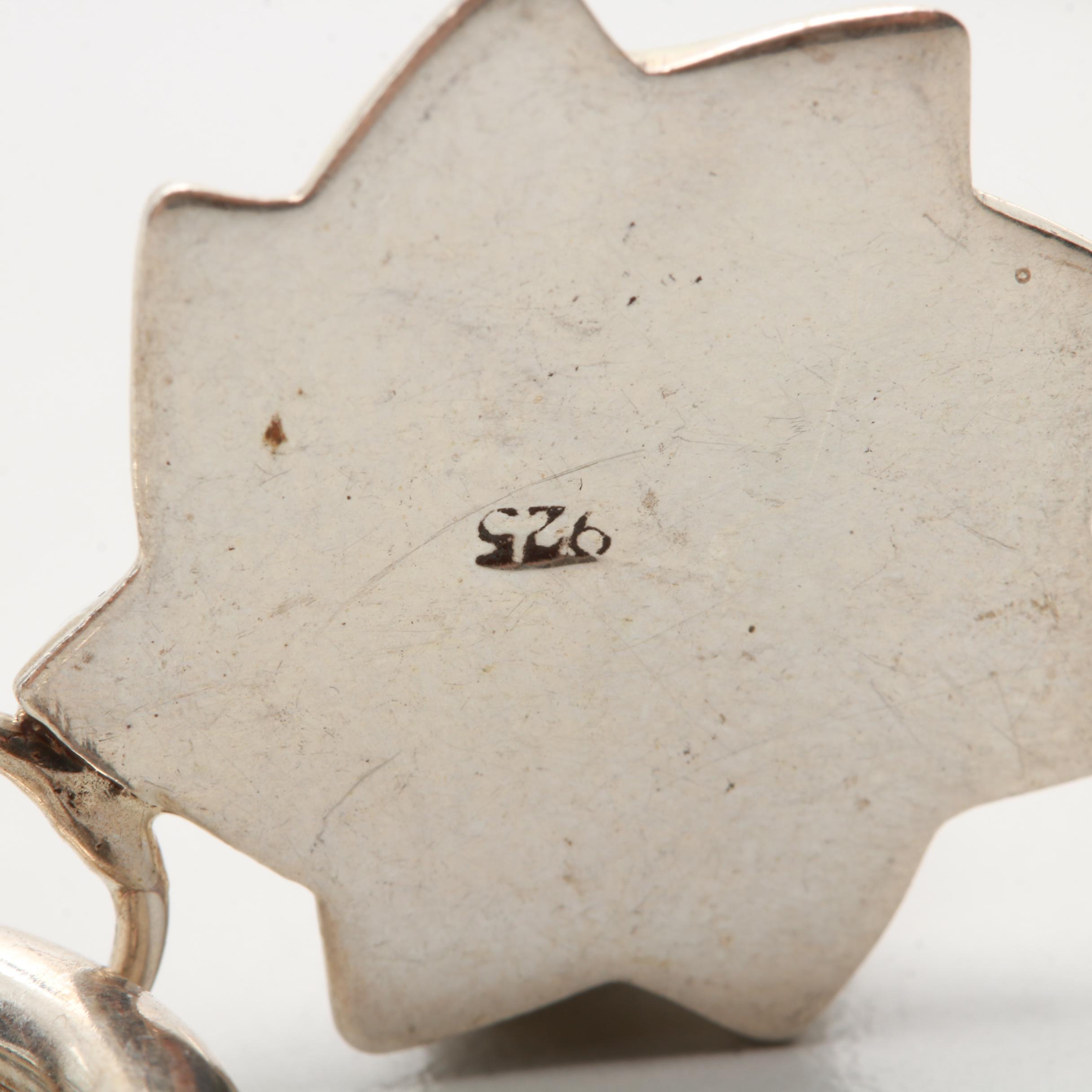 Sterling Silver Sun Motif Earrings